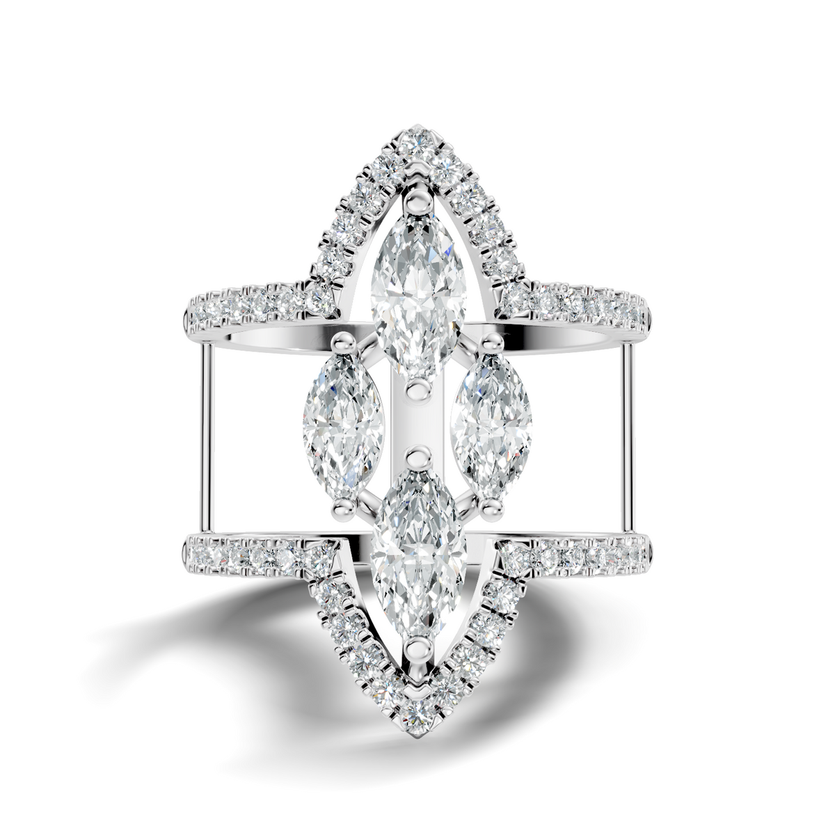 Marquise-Cut Lab-grown Diamond Vintage Ring in 10K White Gold