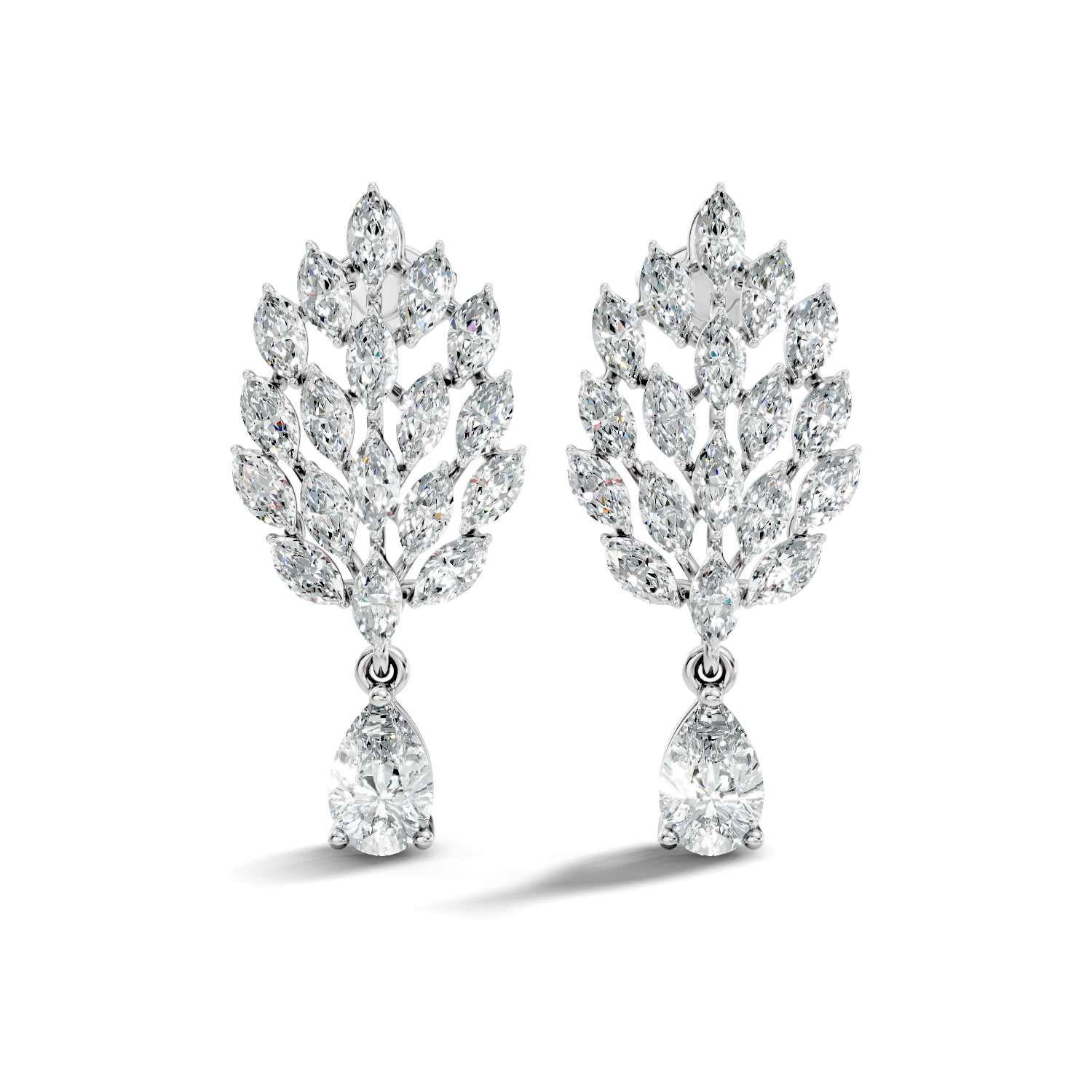 Marquise-Cut Lab-grown and Natural Diamond Earrings in 10K White Gold