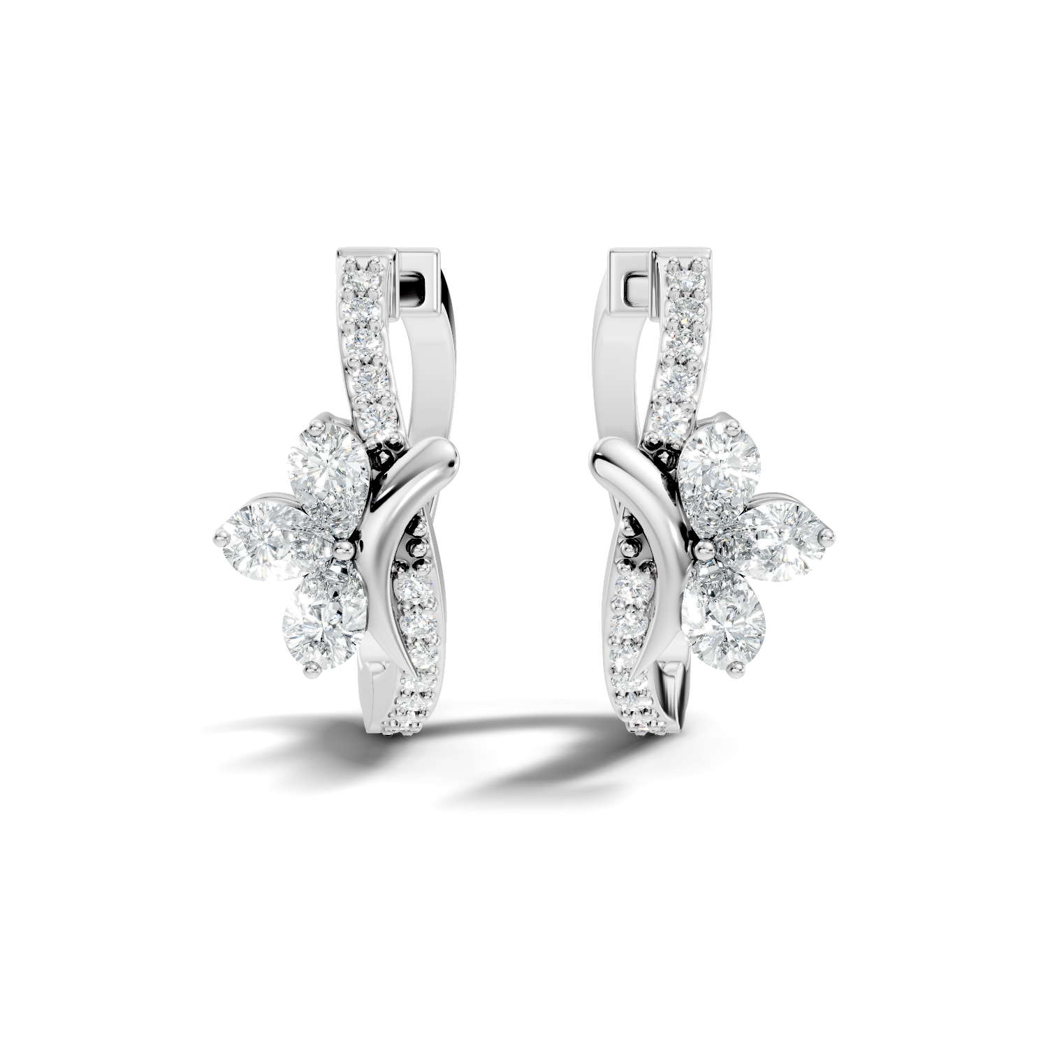 Princess-Cut Lab-grown Diamond Halo Earrings in 10K White Gold