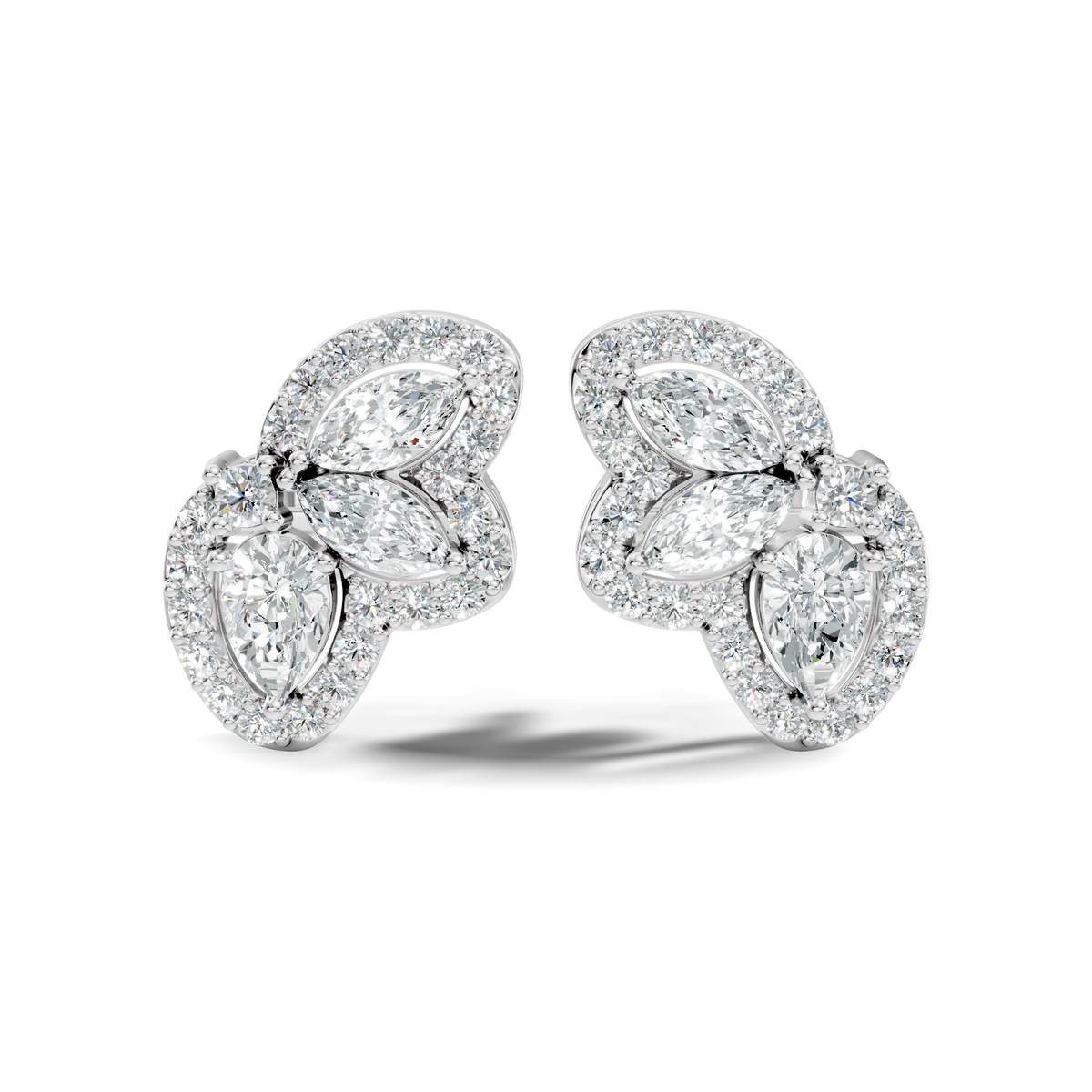 Oval-Cut Lab-grown and Natural Diamond Earrings in 14K White Gold