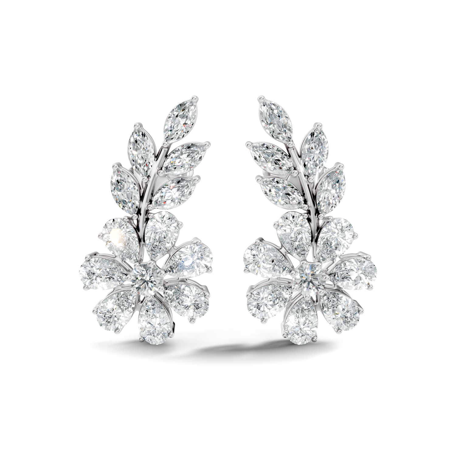1.17Ct Round-Cut Lab-grown and Natural Diamond Earrings in 14K White Gold