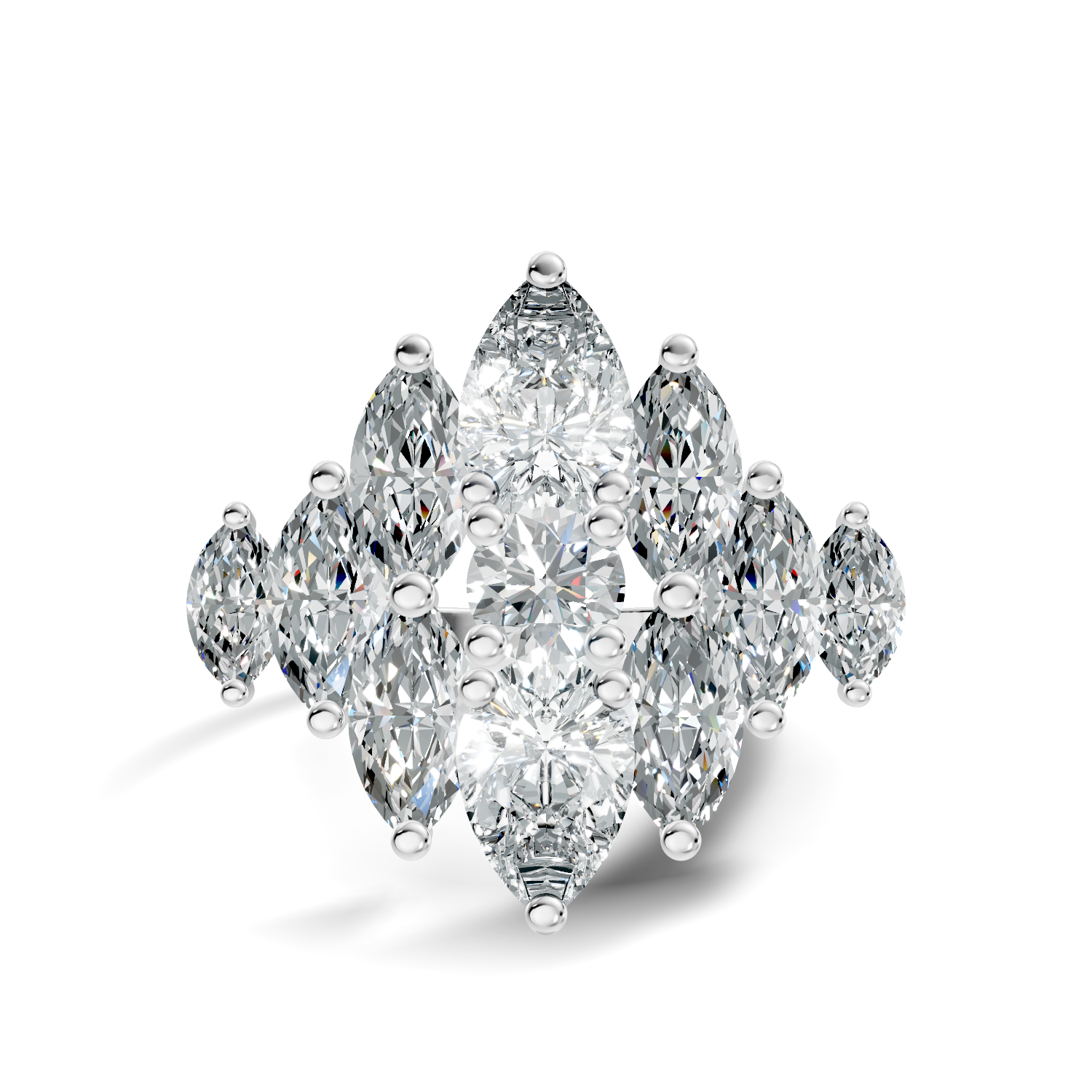 3.17Ct Marquise-Cut Lab-grown Diamond Cluster Ring in 10K Yellow Gold