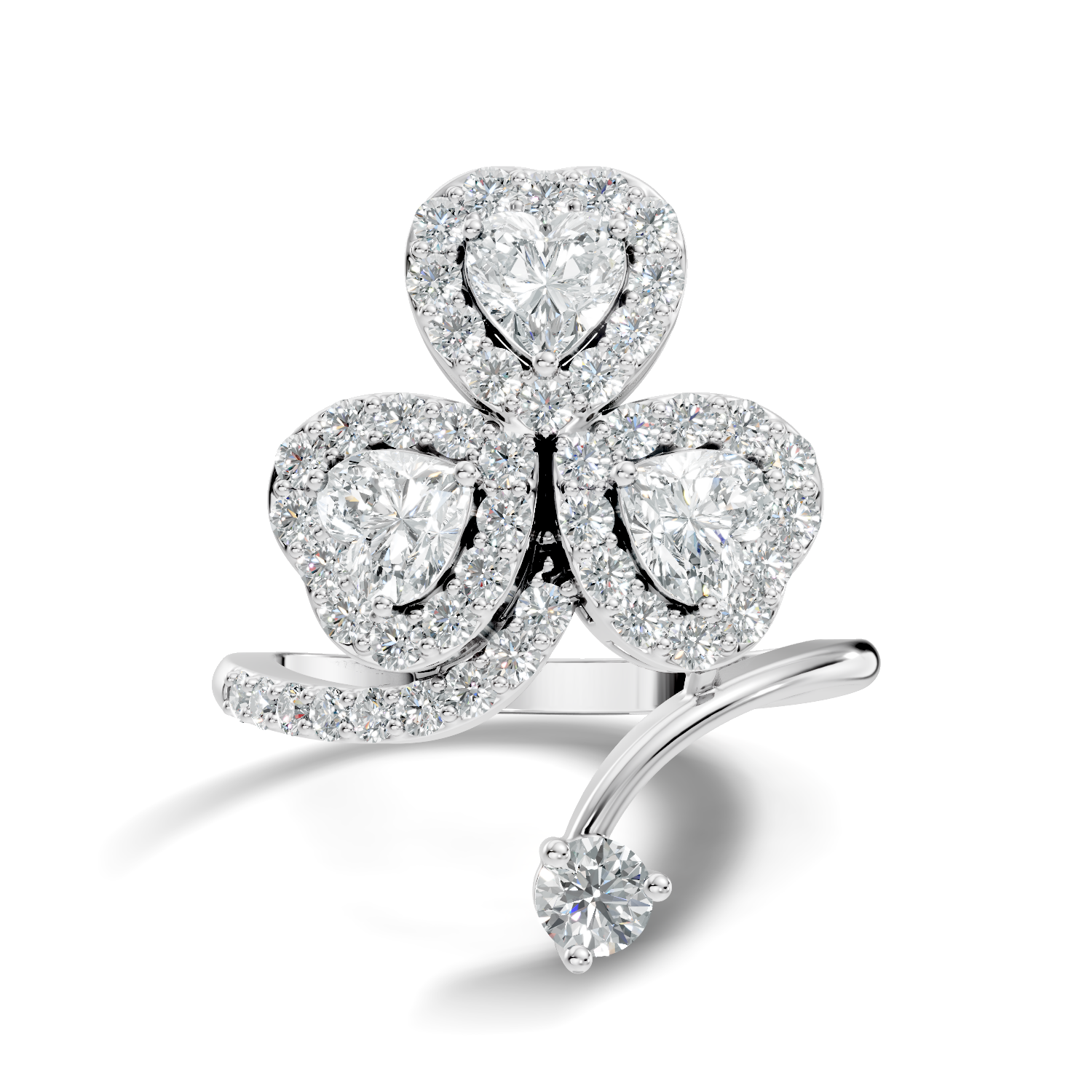 2.17Ct Round-Cut Lab-grown Diamond Antique Ring in 10K White Gold