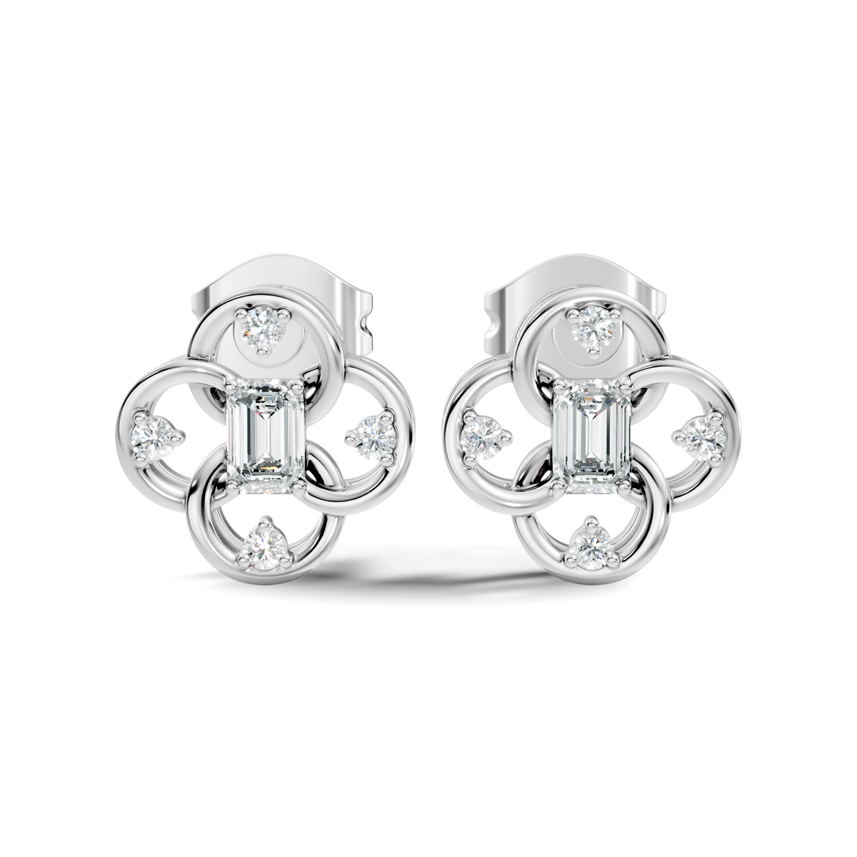 1.17Ct Round-Cut Lab-grown and Natural Diamond Earrings in 14K White Gold