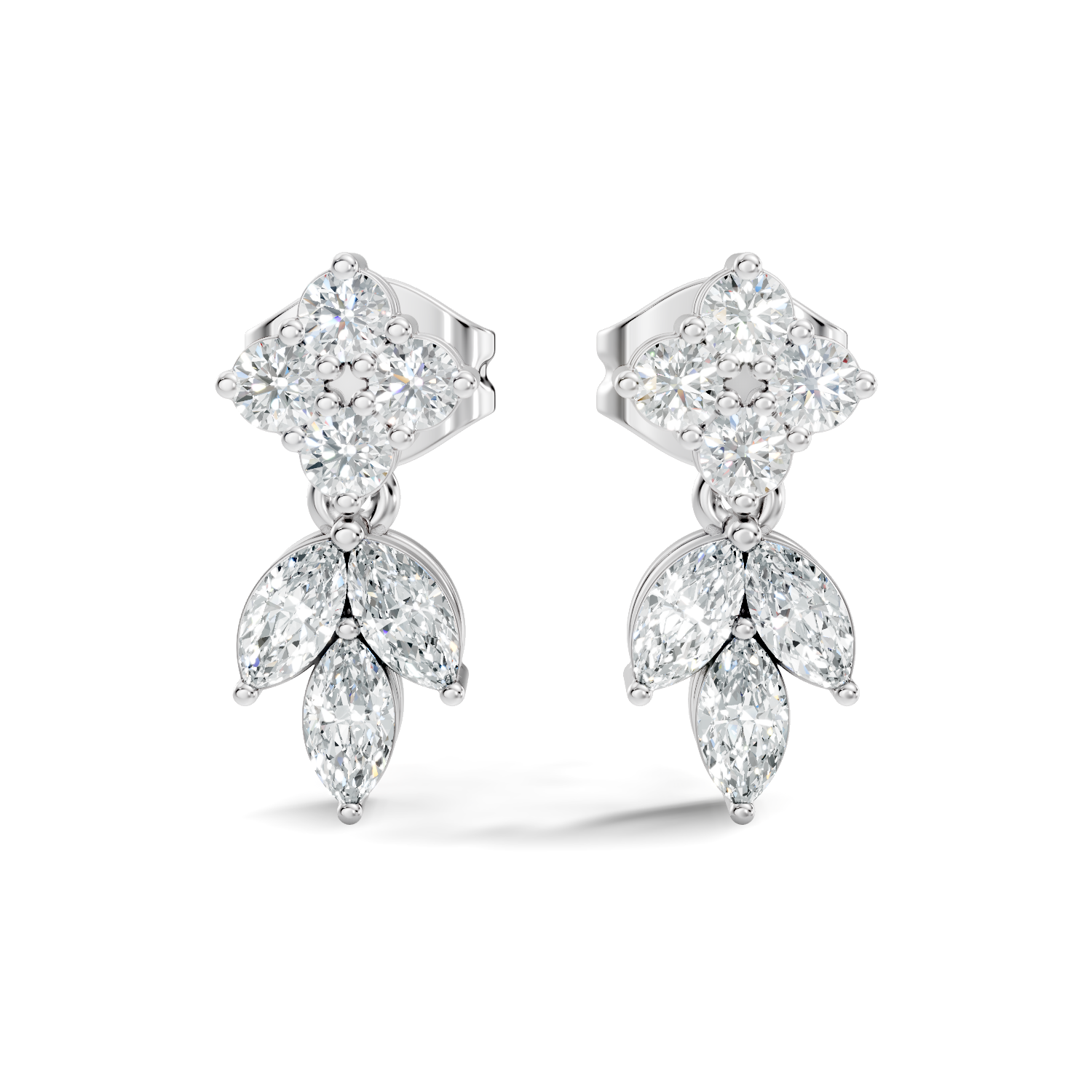Marquise-Cut Lab-grown and Natural Diamond Earrings in 14K White Gold