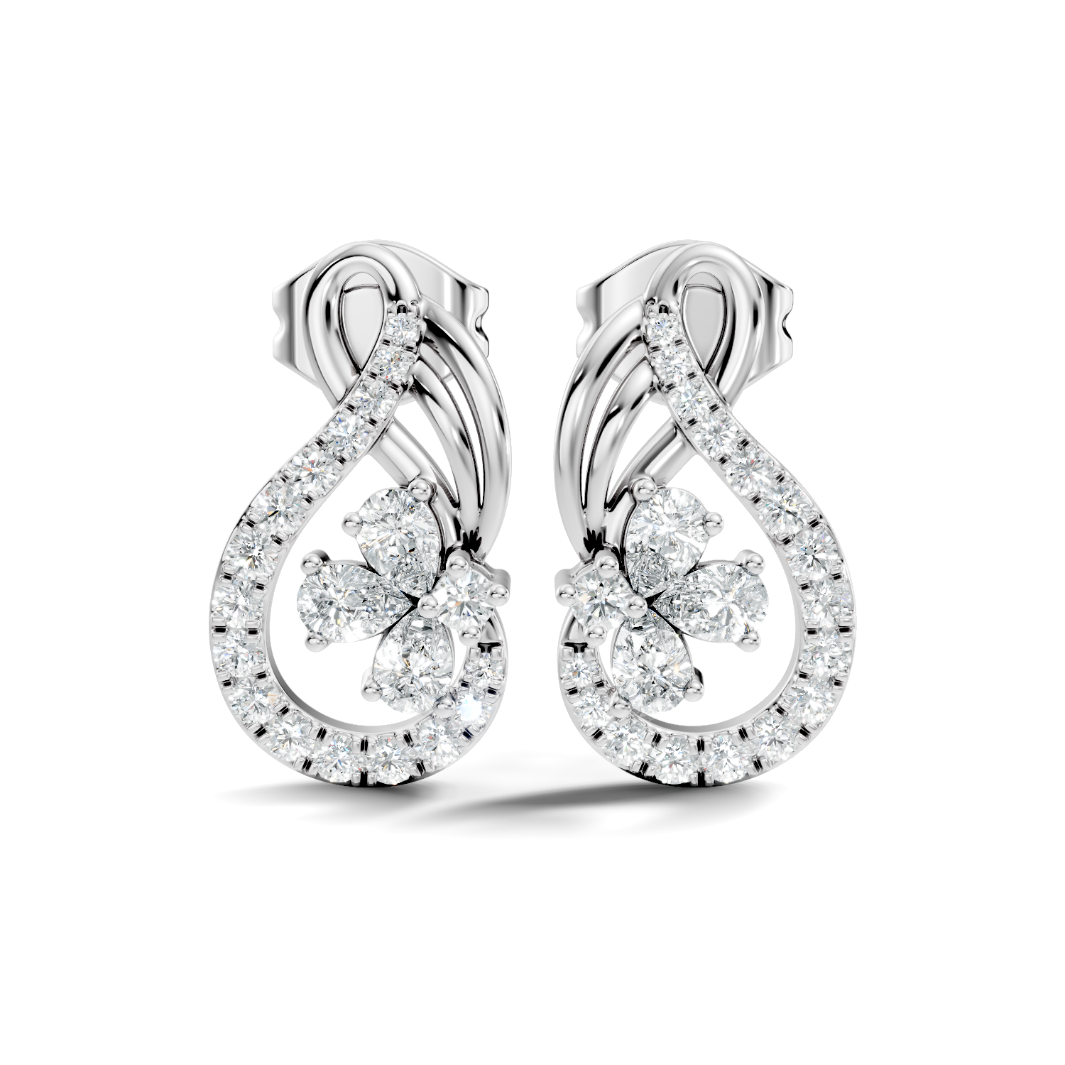 Emerald-Cut Lab-grown Diamond Vintage Earrings in 14K White Gold