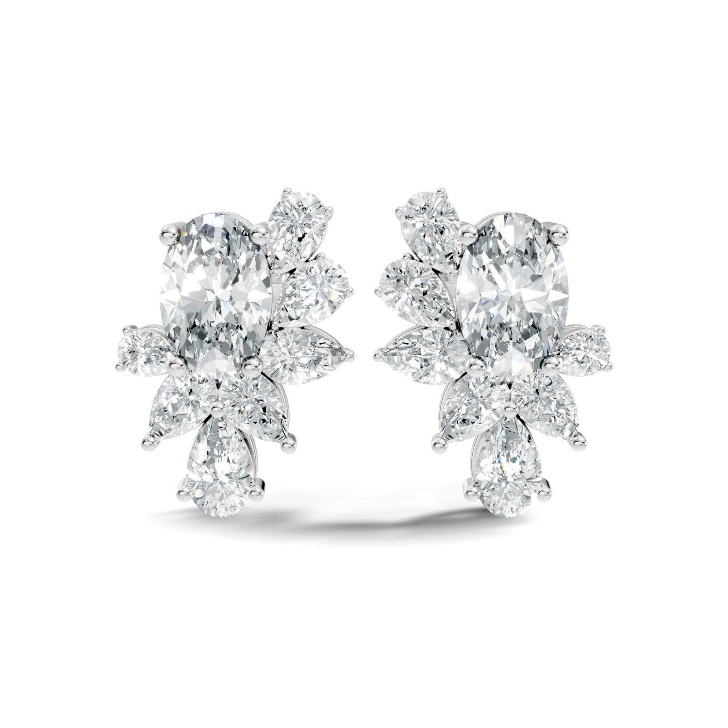 Pear-Cut Lab-grown Diamond Vintage Earrings in 10K White Gold