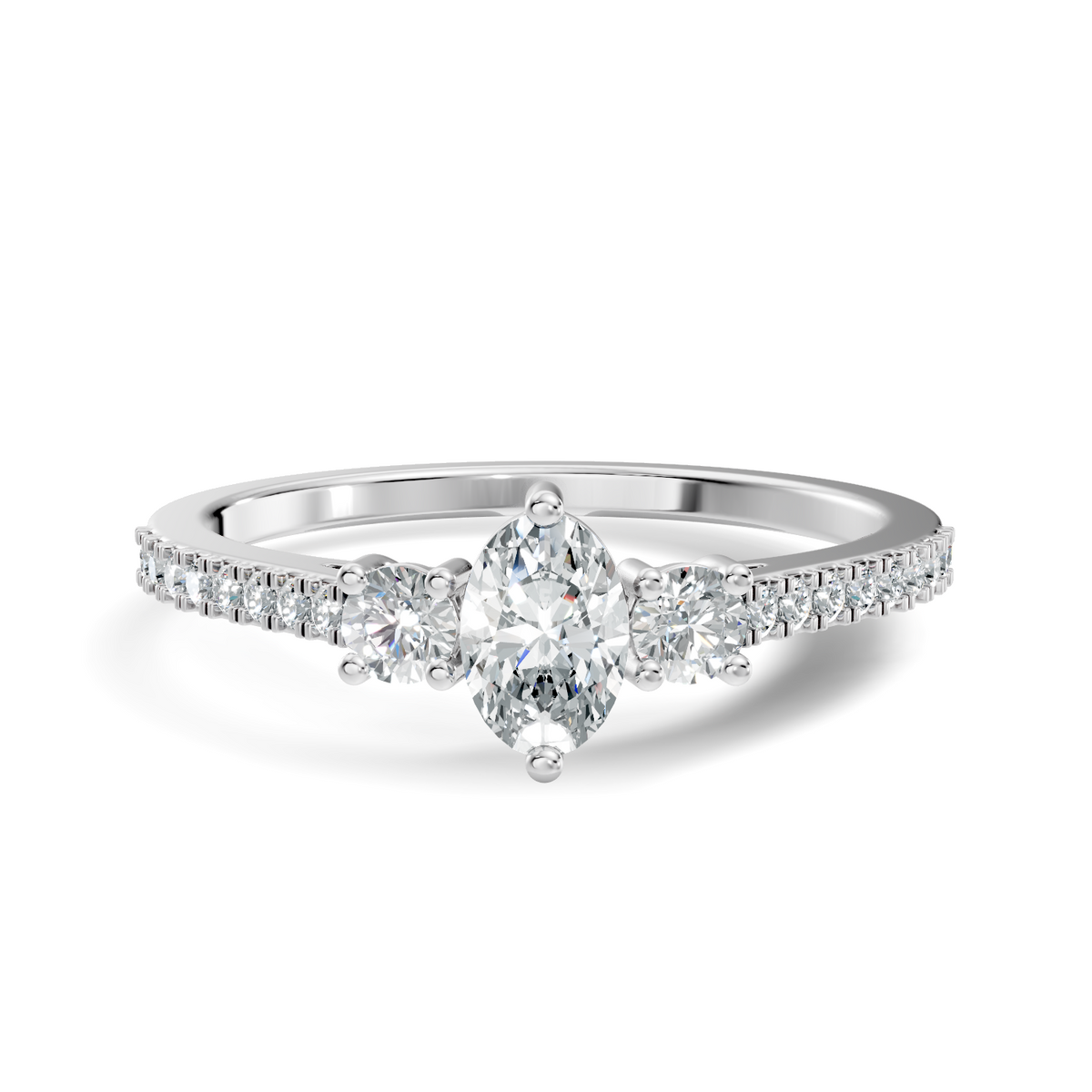Oval-Cut Lab-grown Diamond Cluster Ring in 10K White Gold