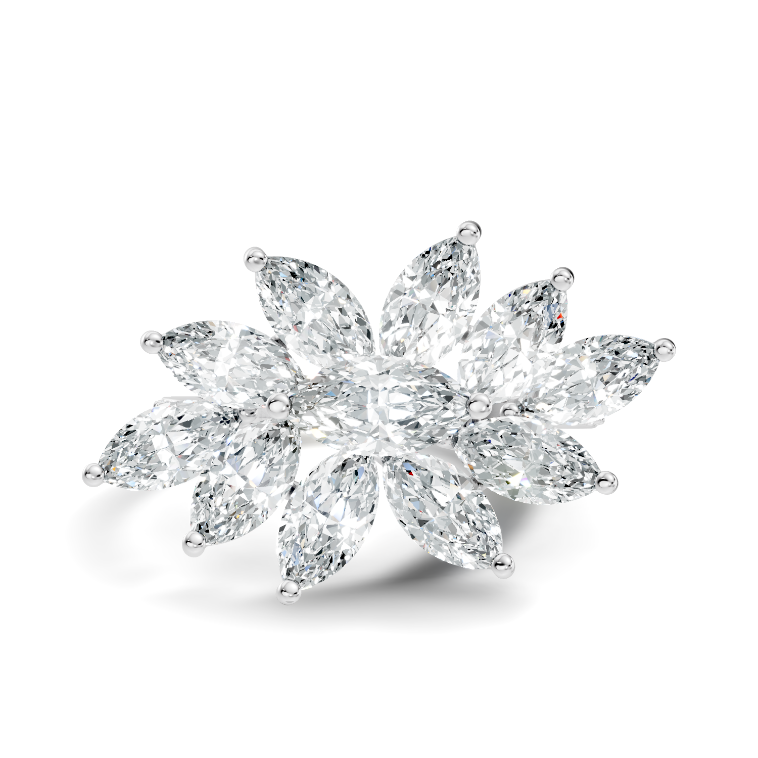 3.17Ct Marquise-Cut Lab-grown Diamond Cluster Ring in 10K Yellow Gold