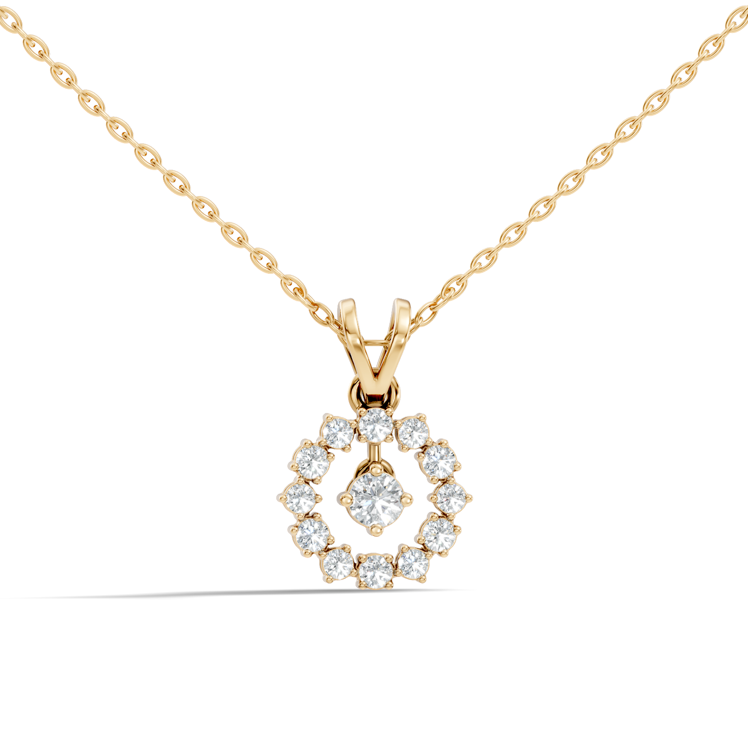 Round-Cut Lab-grown Diamond Pendant in 10K Yellow Gold