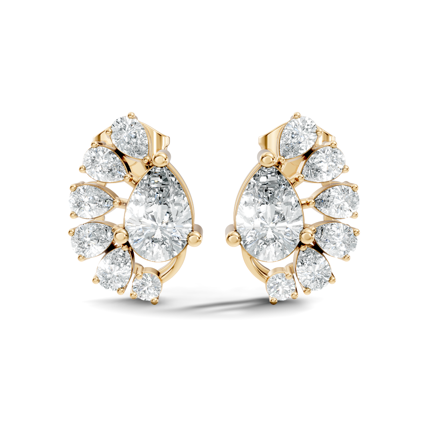 2.12Ct Round-Cut Lab-grown Diamond Earrings in 10K Yellow Gold