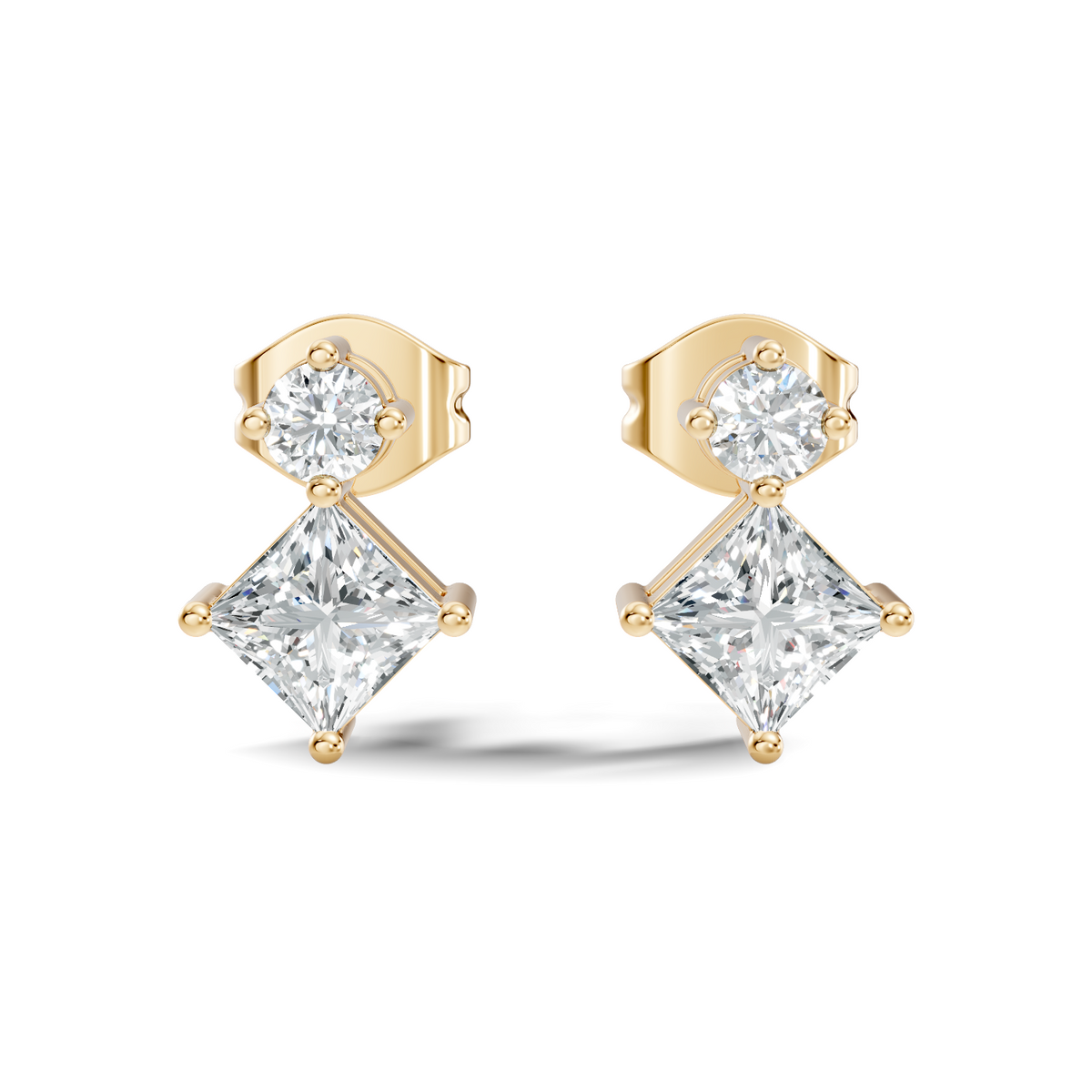 Round-Cut Lab-grown and Natural Diamond Stud Earrings in 10K Yellow Gold