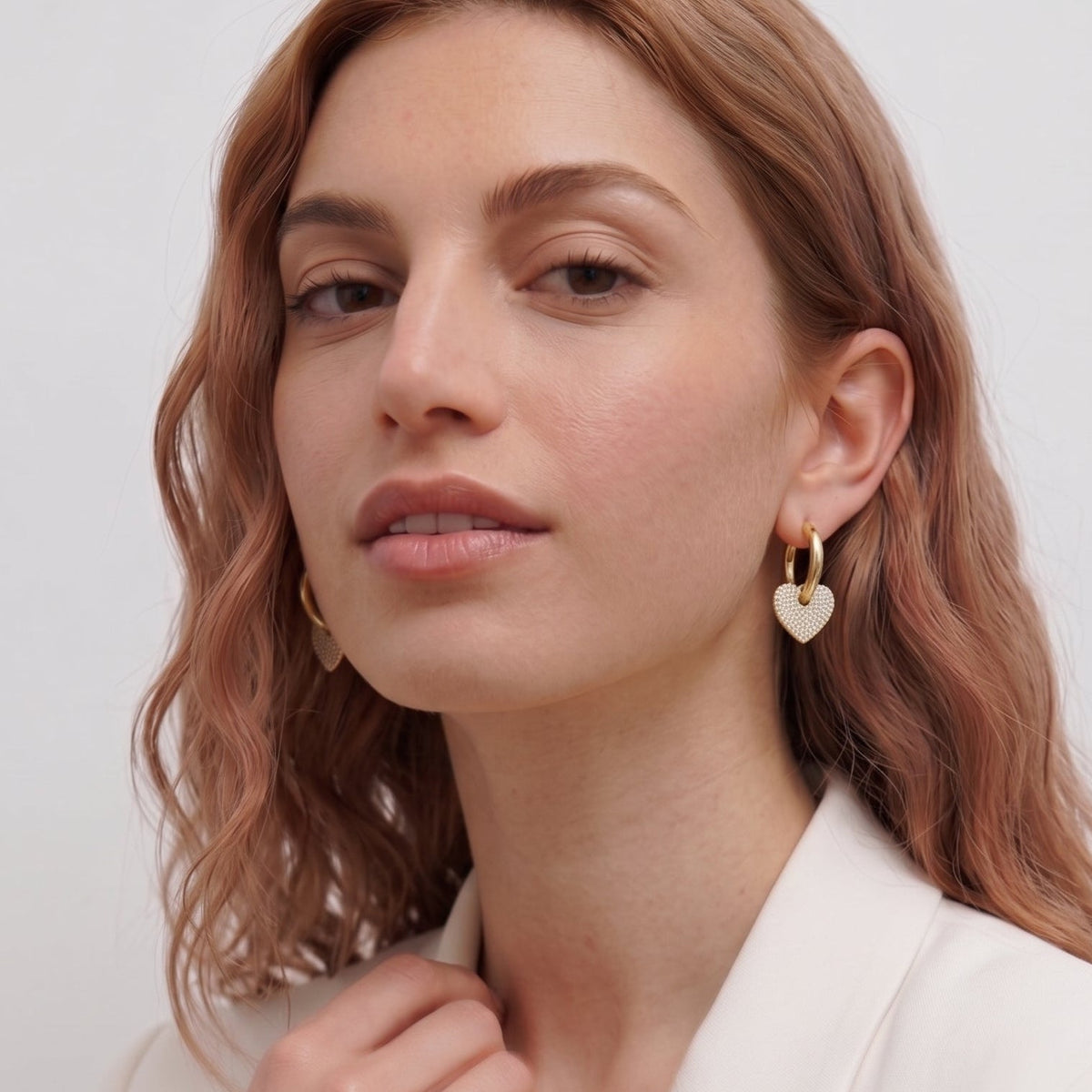 Julie Heart Dangle Infinity Hoop Drop Earrings