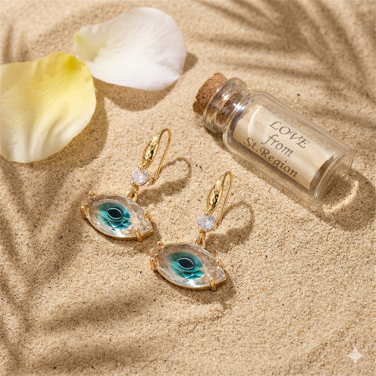 Blue Crystal & Cubic Zirconia Goldtone Eye Hook Earrings