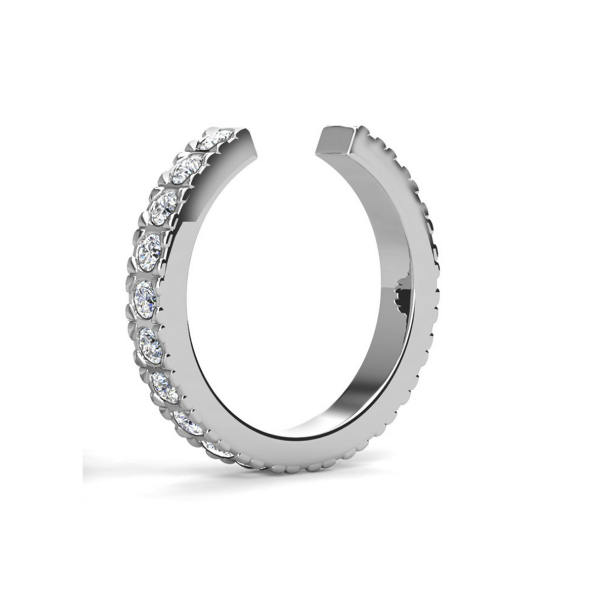 Gloria 18k White Gold Plated 10mm Hoop Ear Cuff with Swarovski Crystals
