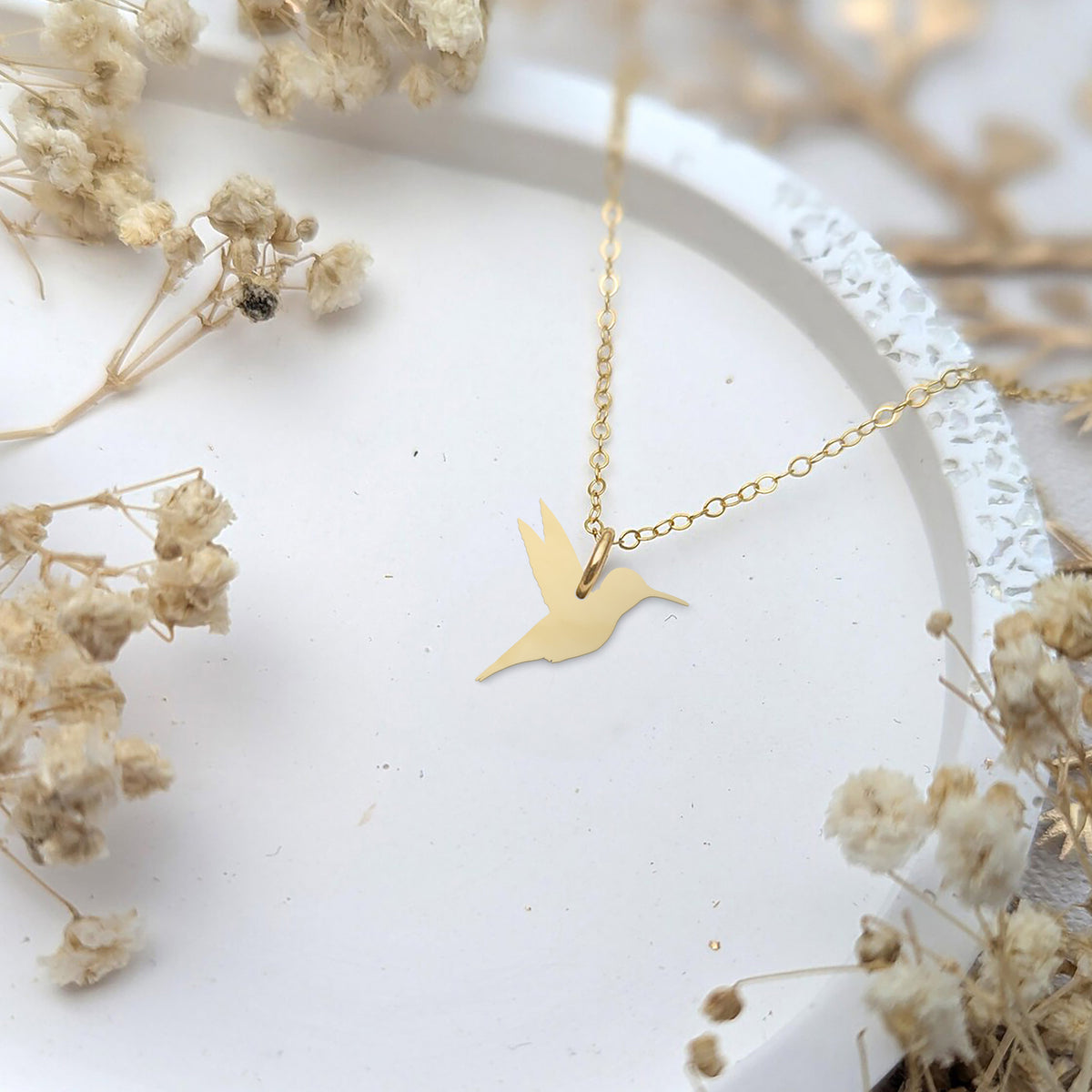Hummingbird Necklace In Gold