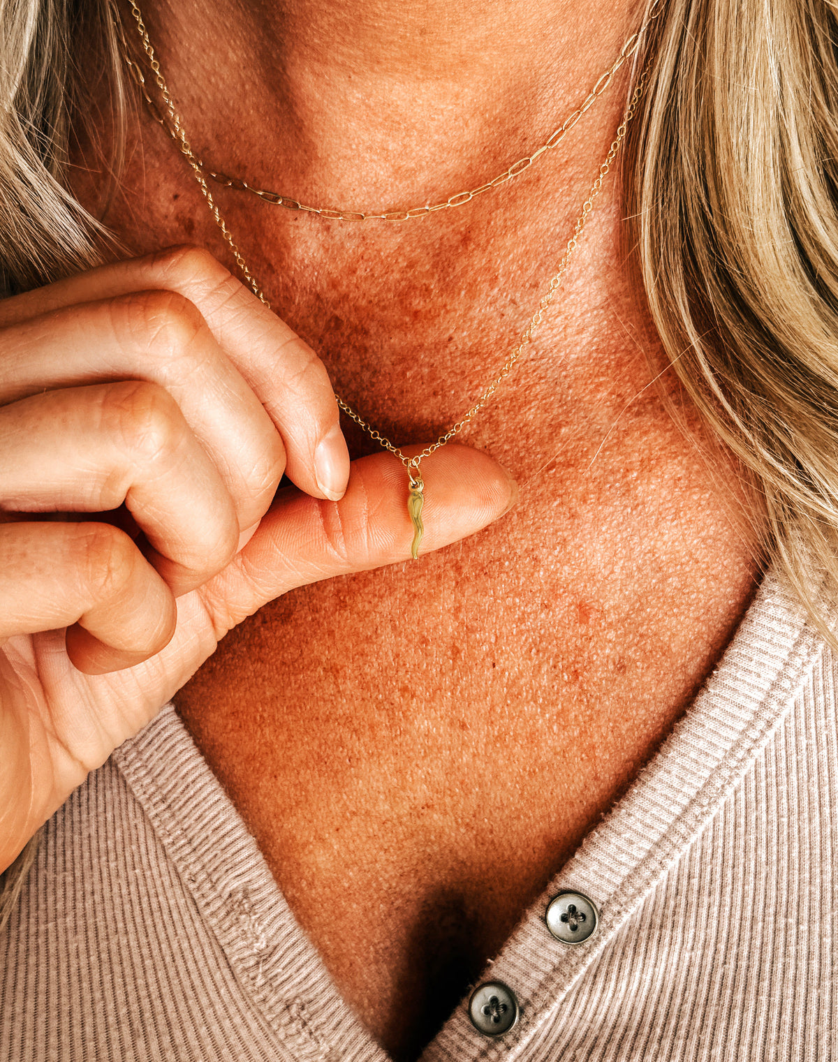 Gold Italian Horn Necklace- Cornicello Necklace