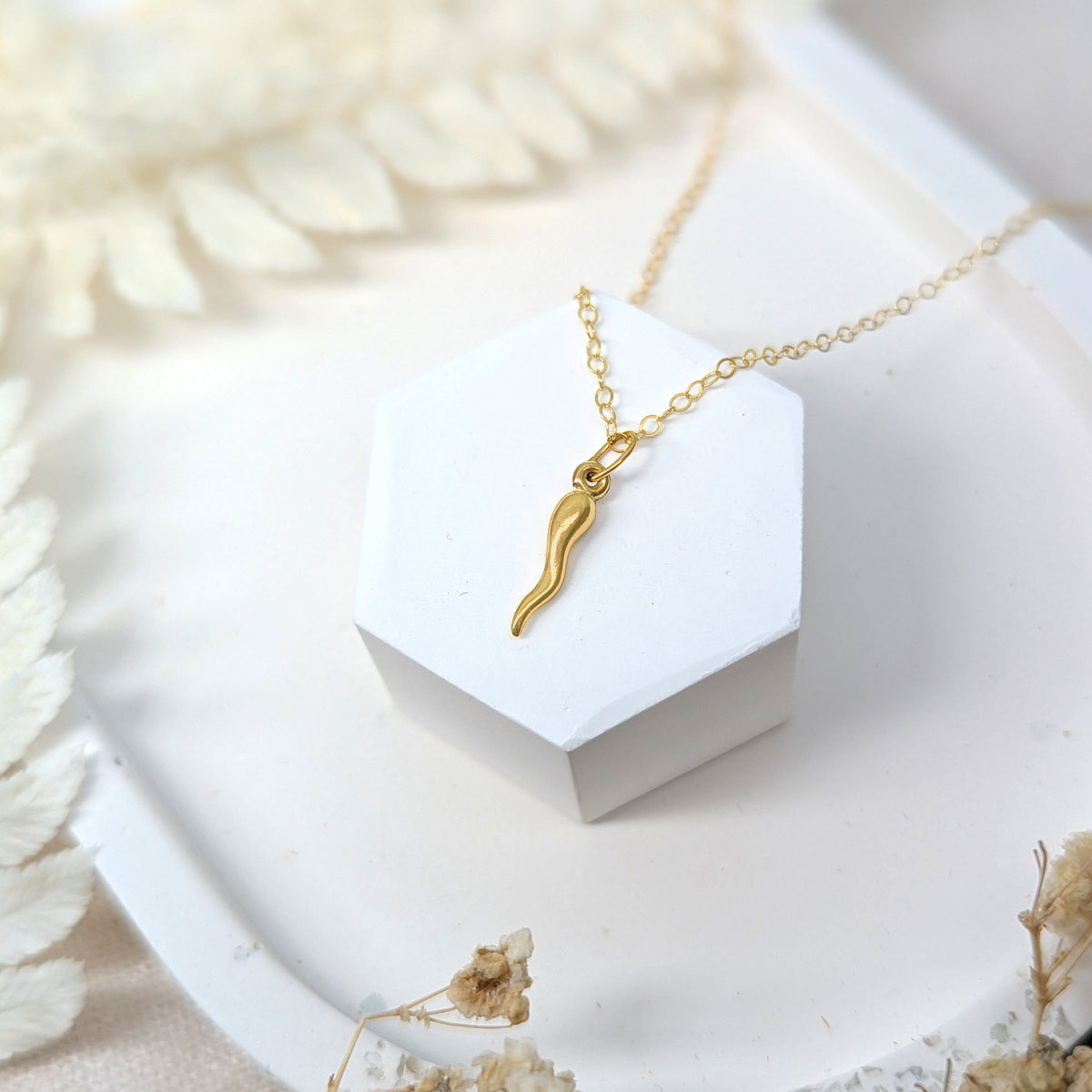 Gold Italian Horn Necklace- Cornicello Necklace
