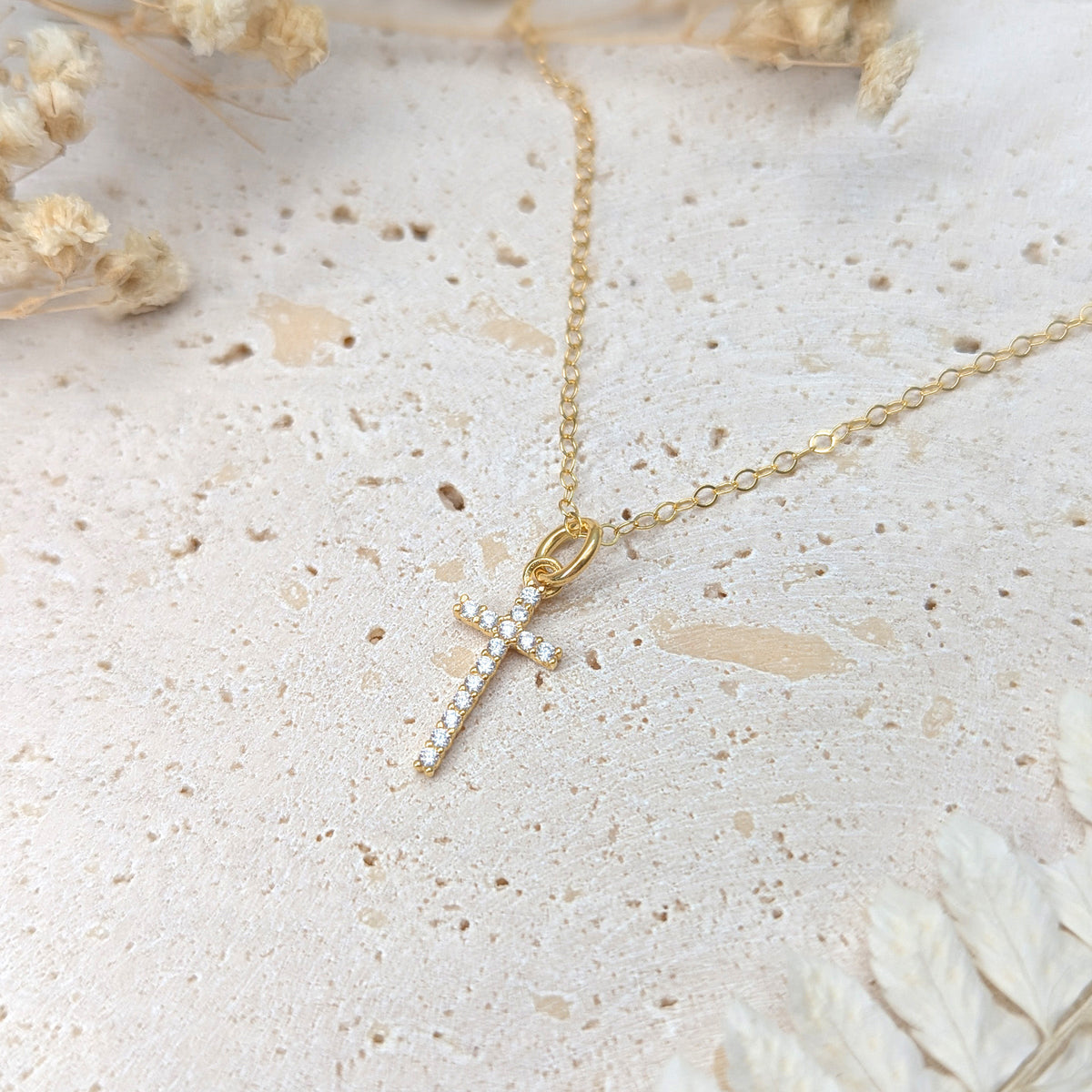 Gold Studded Cross Necklace
