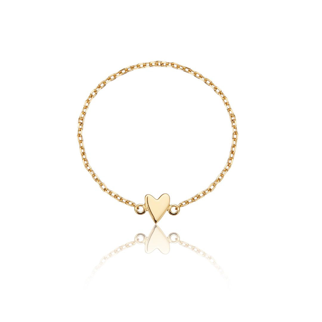Gold Heart Chain Ring