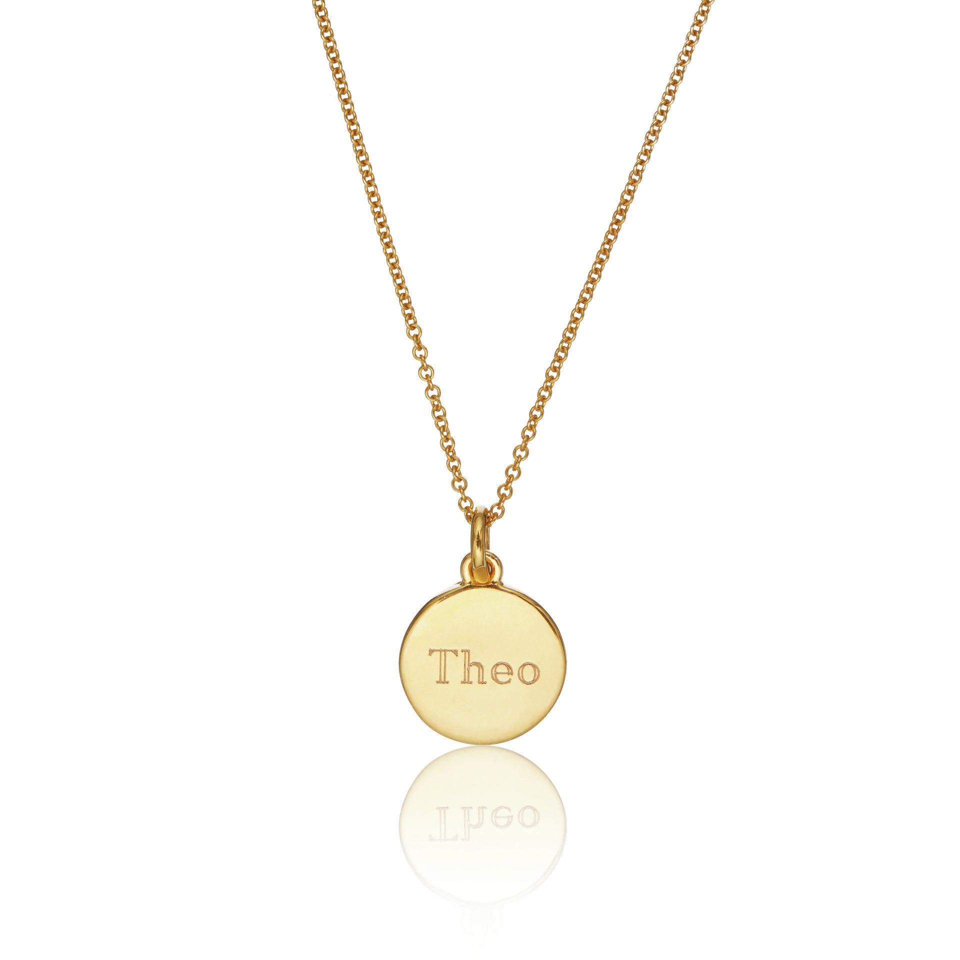 Gold Small Round Engraved Disc Necklace
