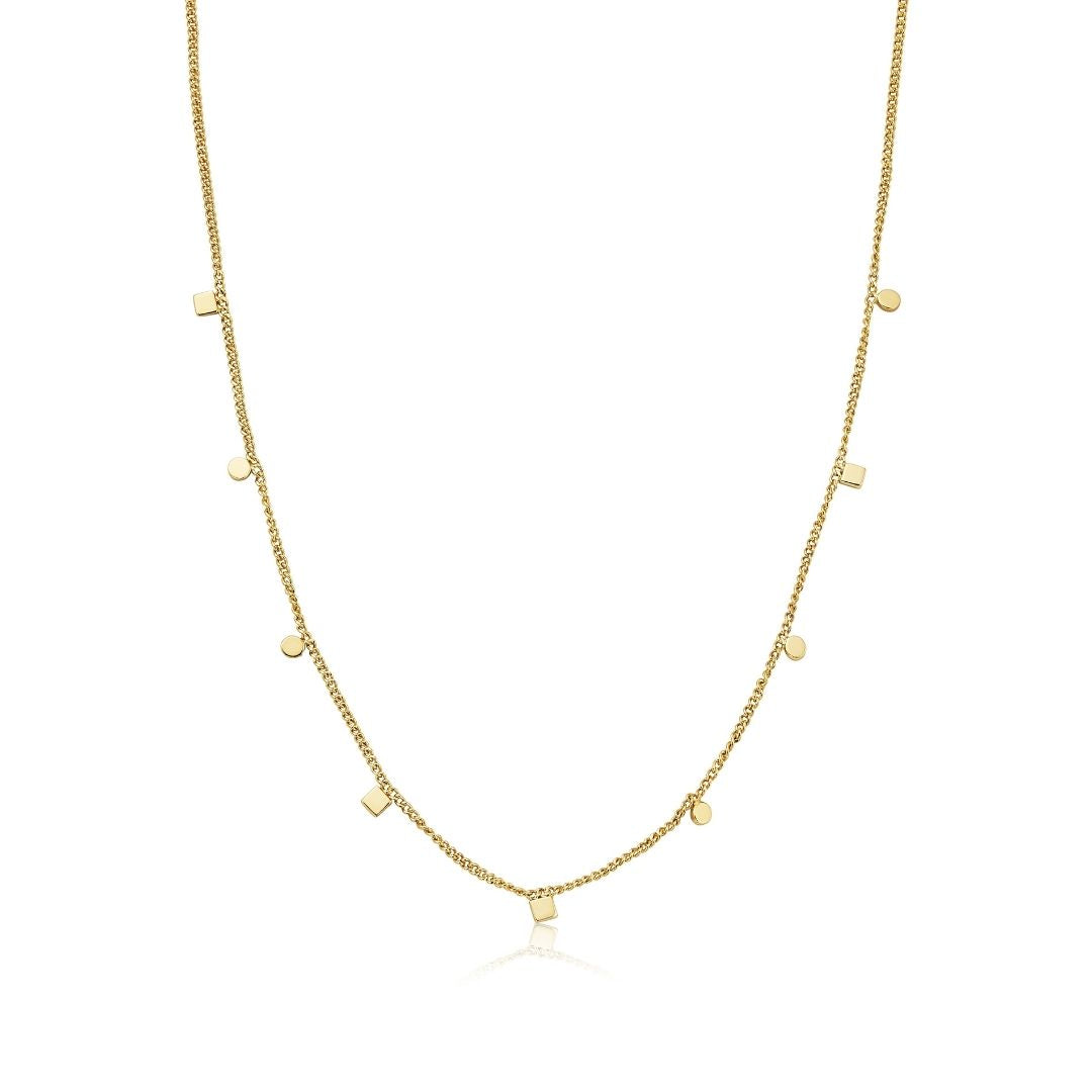 Gold Square and Circle Charm Necklace
