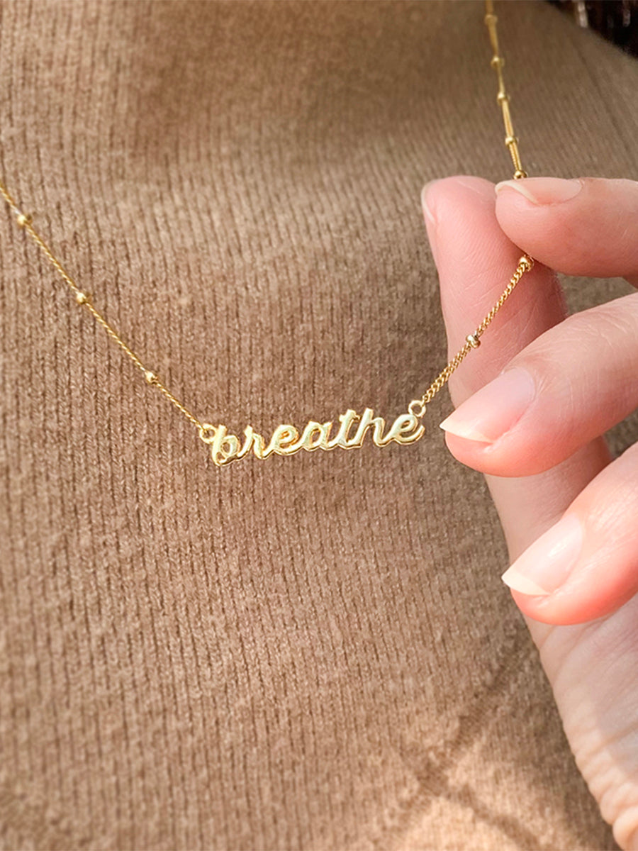 14K Gold Vermeil Nameplate Necklace With Beaded Chain