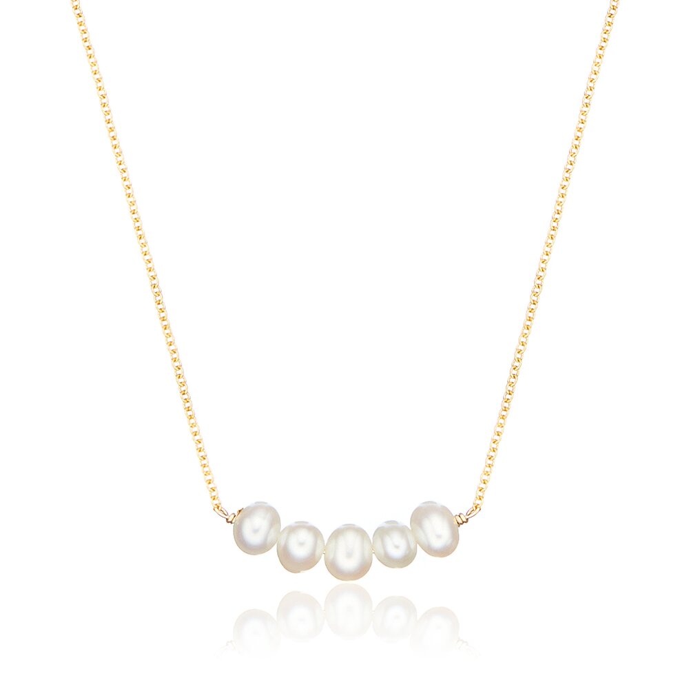 Gold Pearl Cluster Necklace