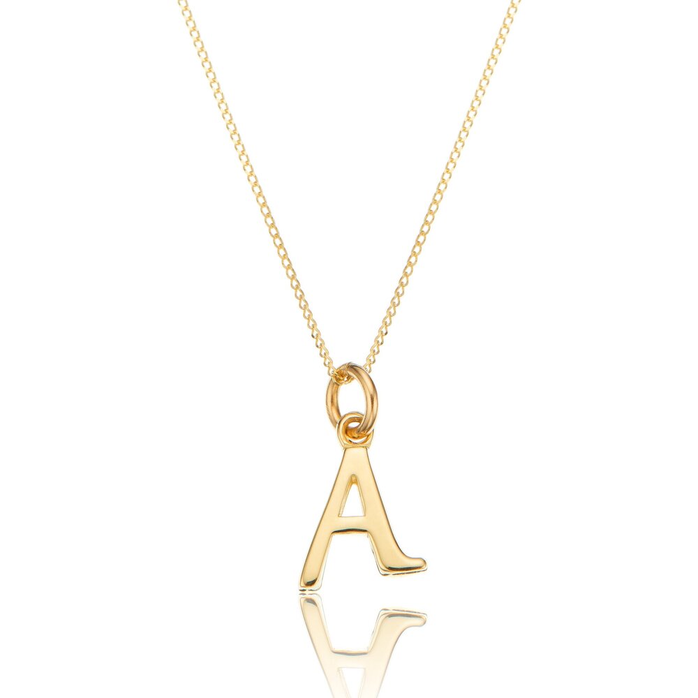 Solid Gold Curve Initial Letter Necklace