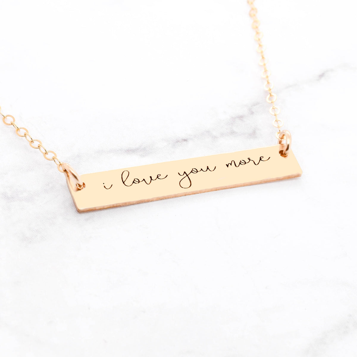 Rose Gold Handwriting Bar Necklace