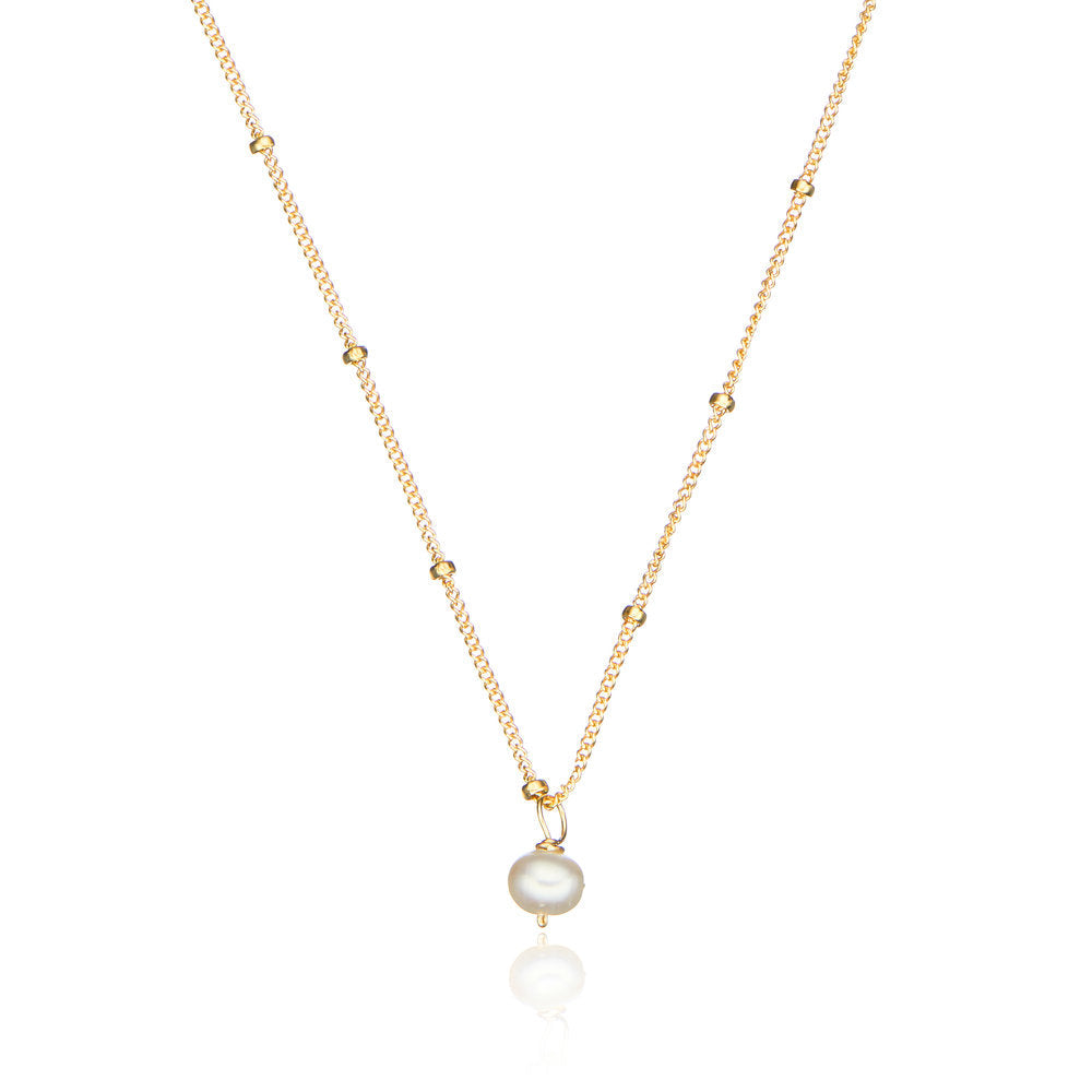 Gold Single Pearl Satellite Necklace
