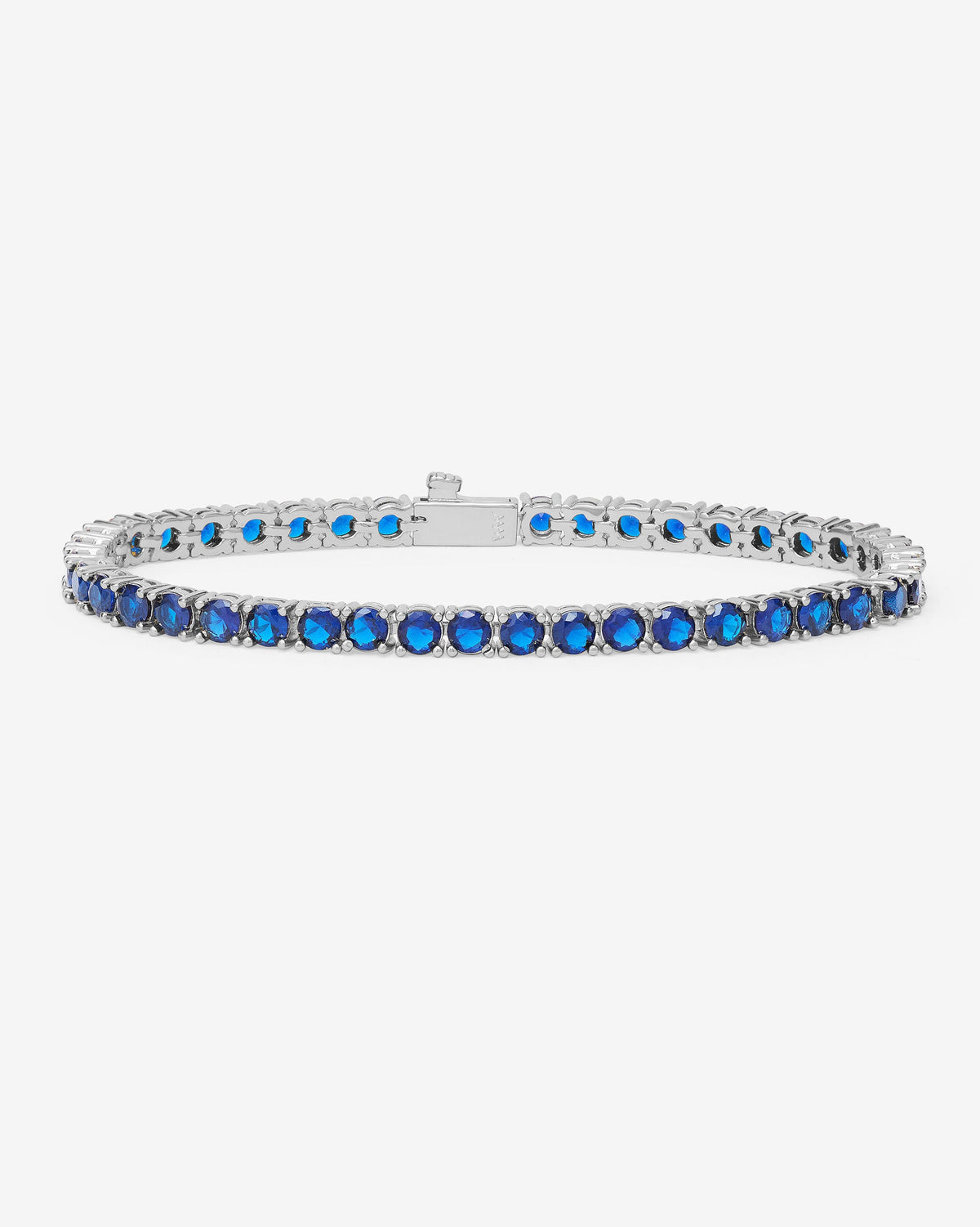 Grand Heiress Tennis Bracelet 4mm - Silver|Blue Sapphire Diamondettes
