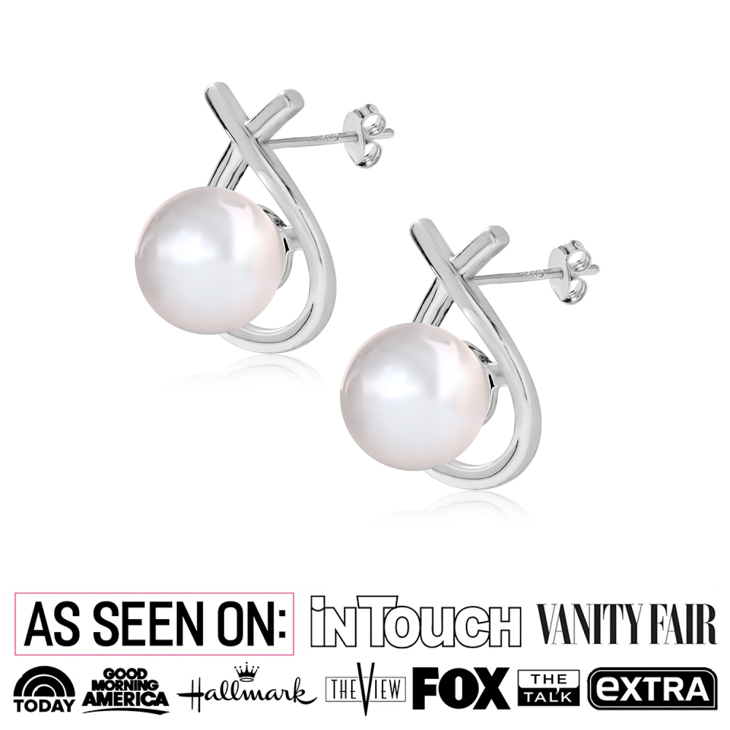Greta 18k White Gold Plated Teardrop Pearl Stud Earrings