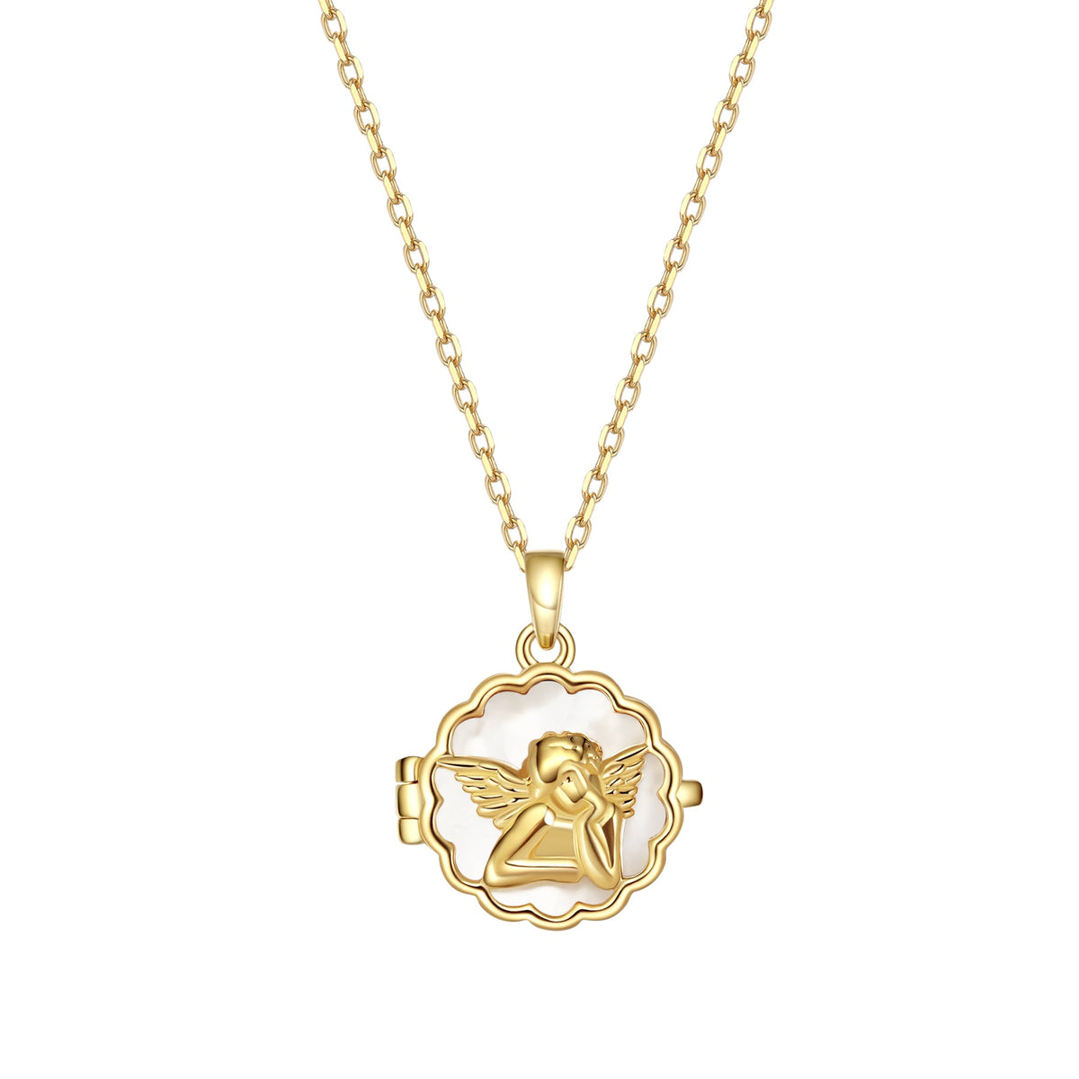 Guardian Angel Locket Necklace Sterling Silver