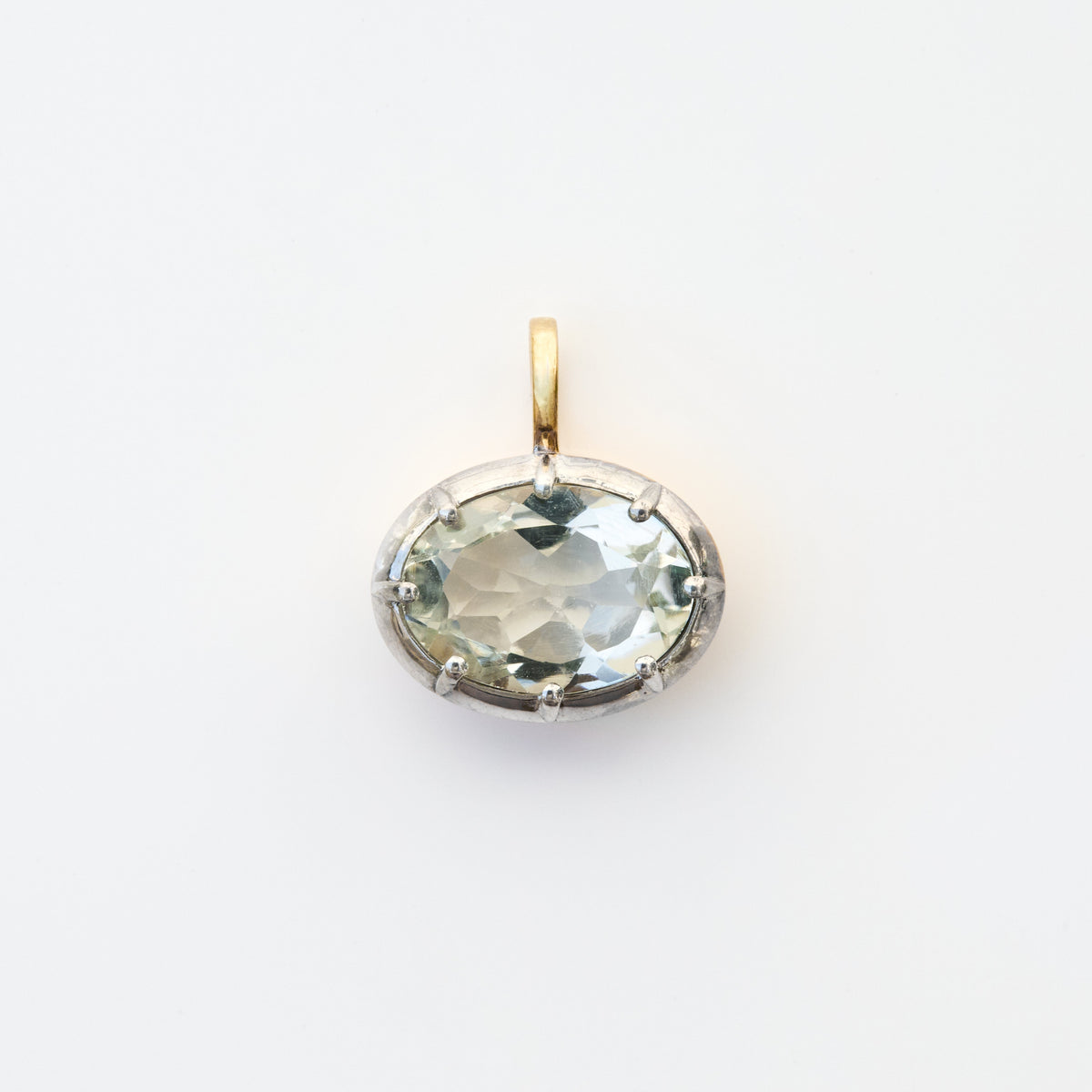 Green Amethyst Vintage Oval Pendant
