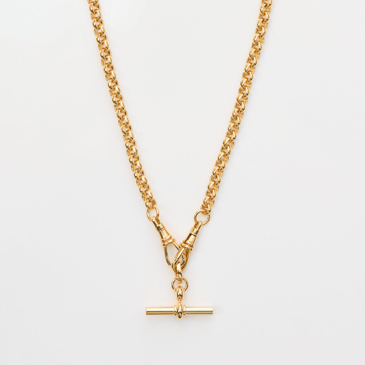 Luxe Chunky Double Dog Clip Necklace with Luxe T-Bar Pendant