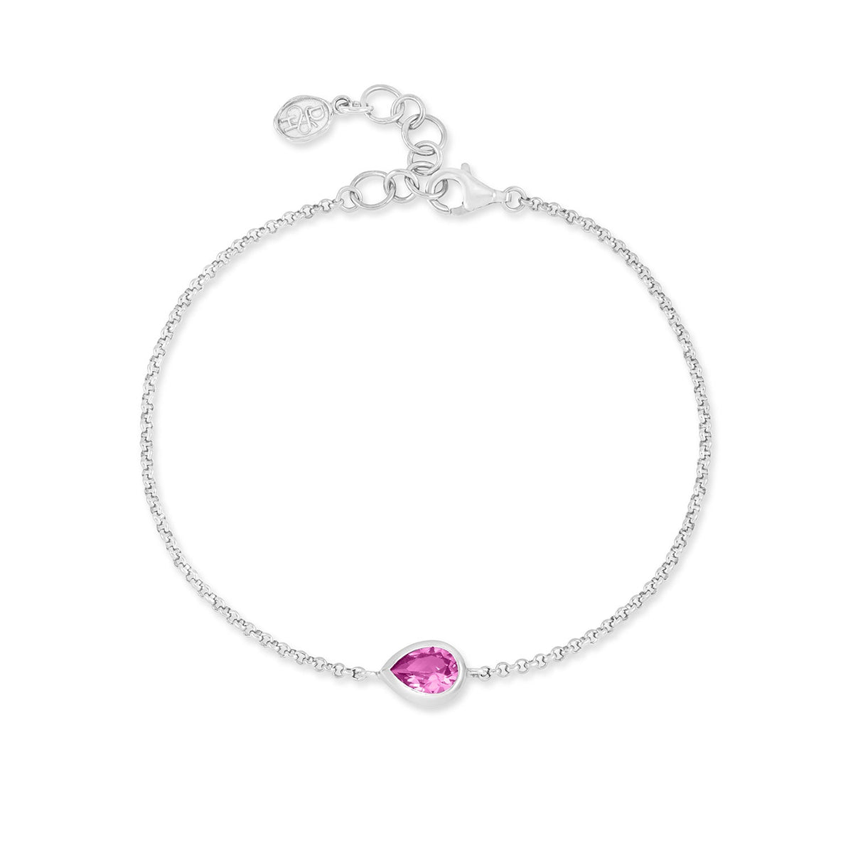 Pink Quartz Pear Chain Bracelet