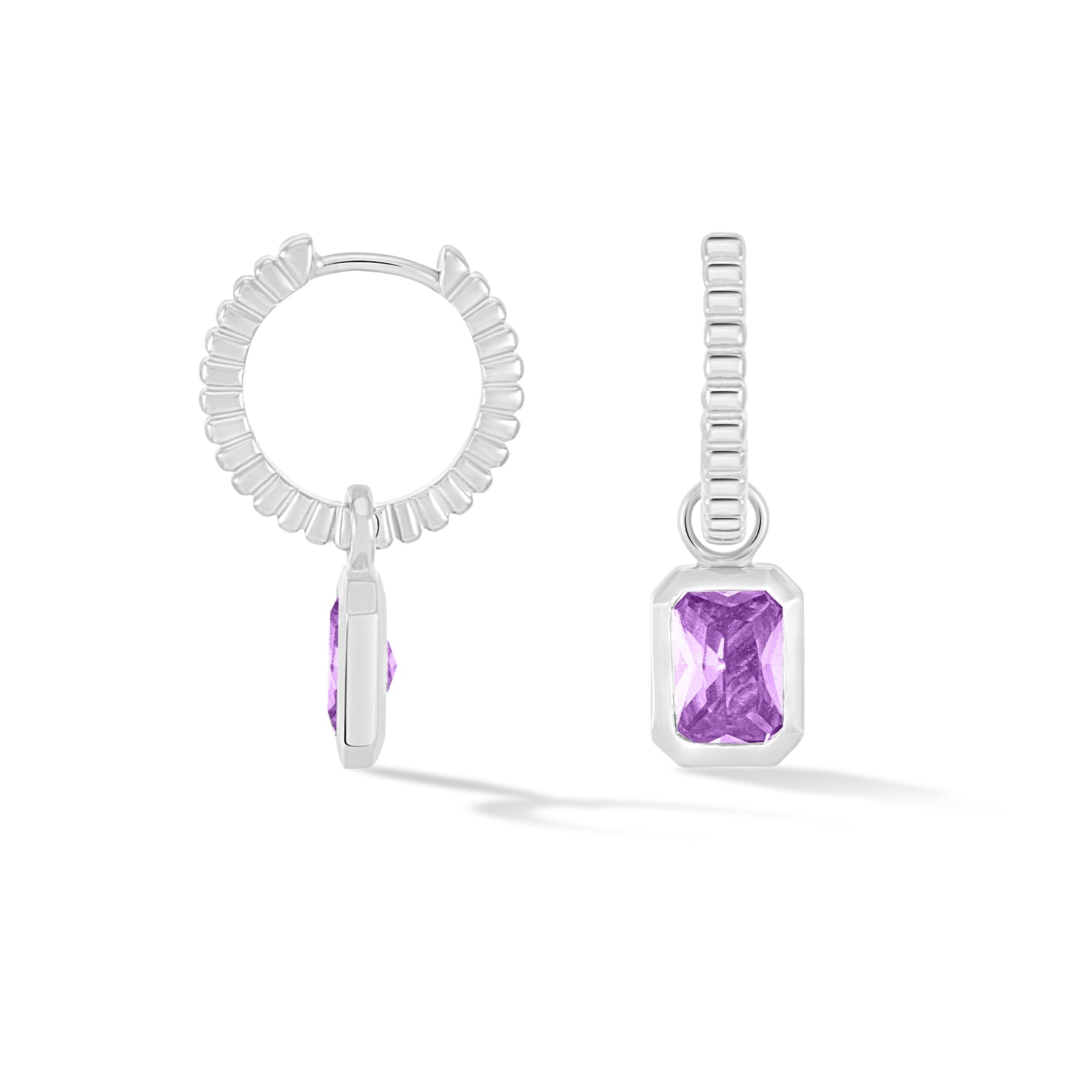 Amethyst Humbug Huggie Charm Hoops