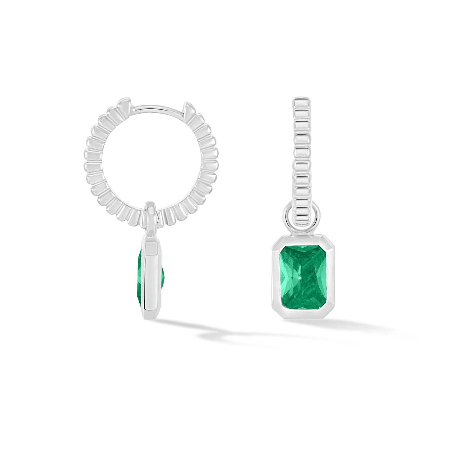 Green Garnet Humbug Huggie Charm Hoops