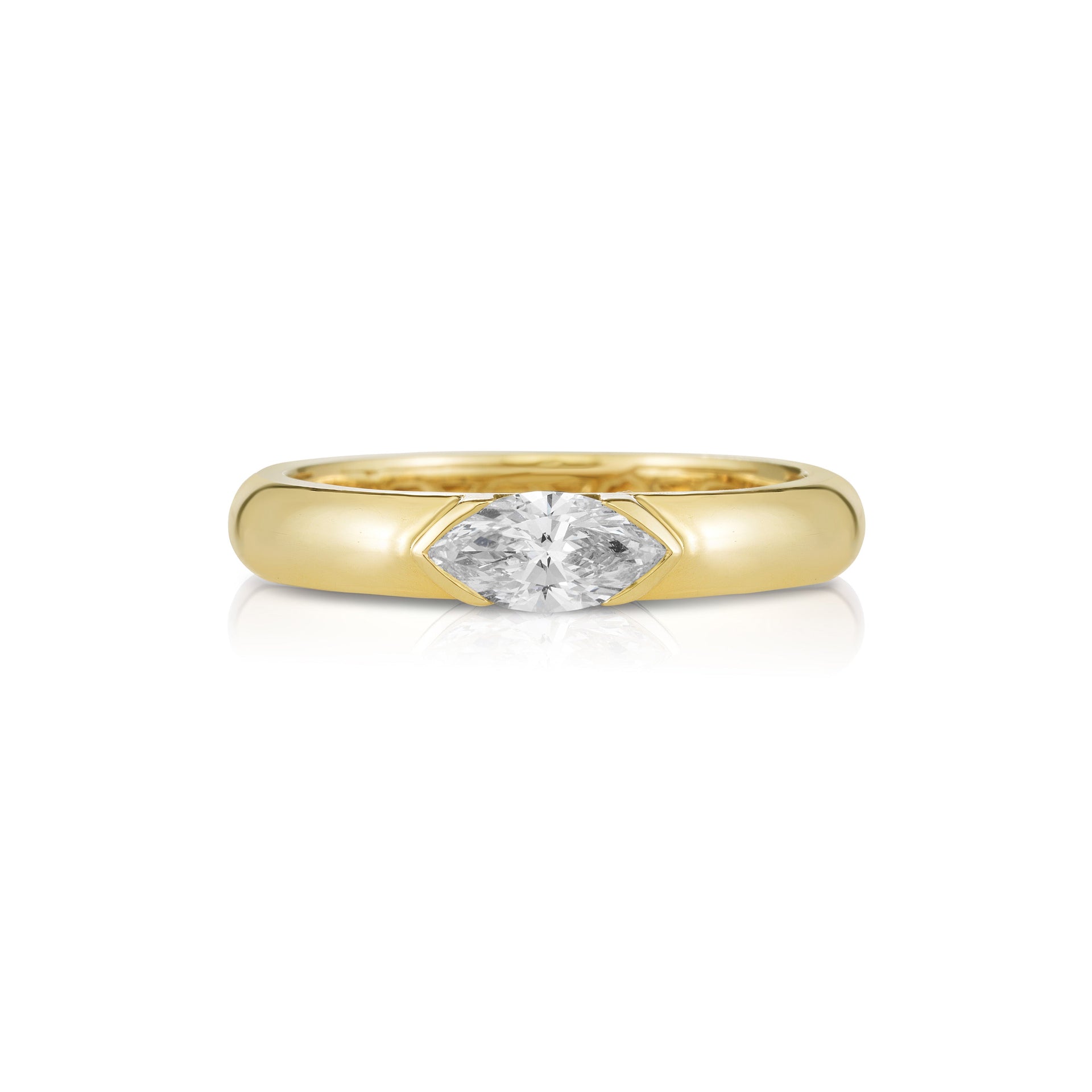 Half Bezel Marquise Lab Diamond Puffy Ring