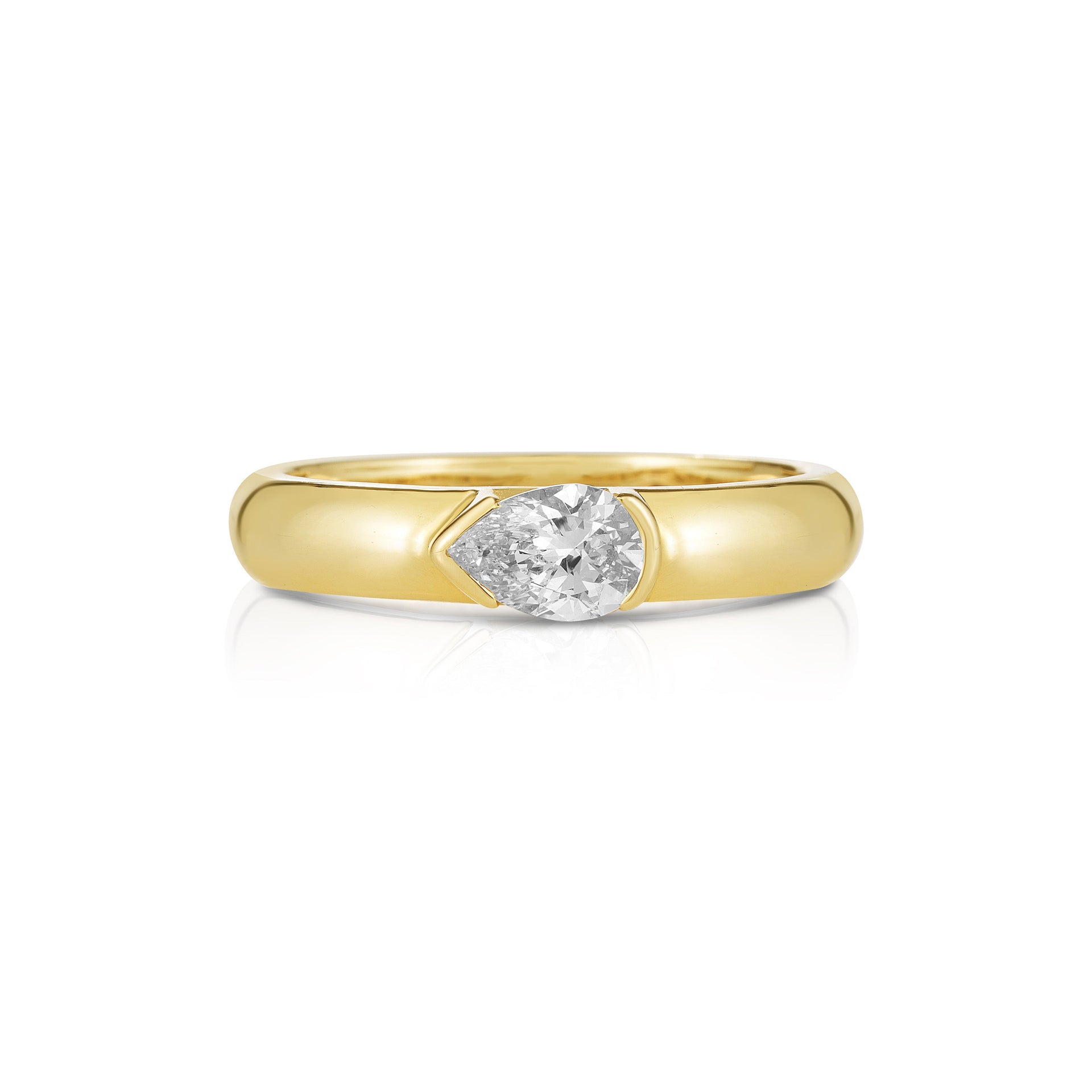 Half Bezel Pear Lab Diamond Puffy Ring