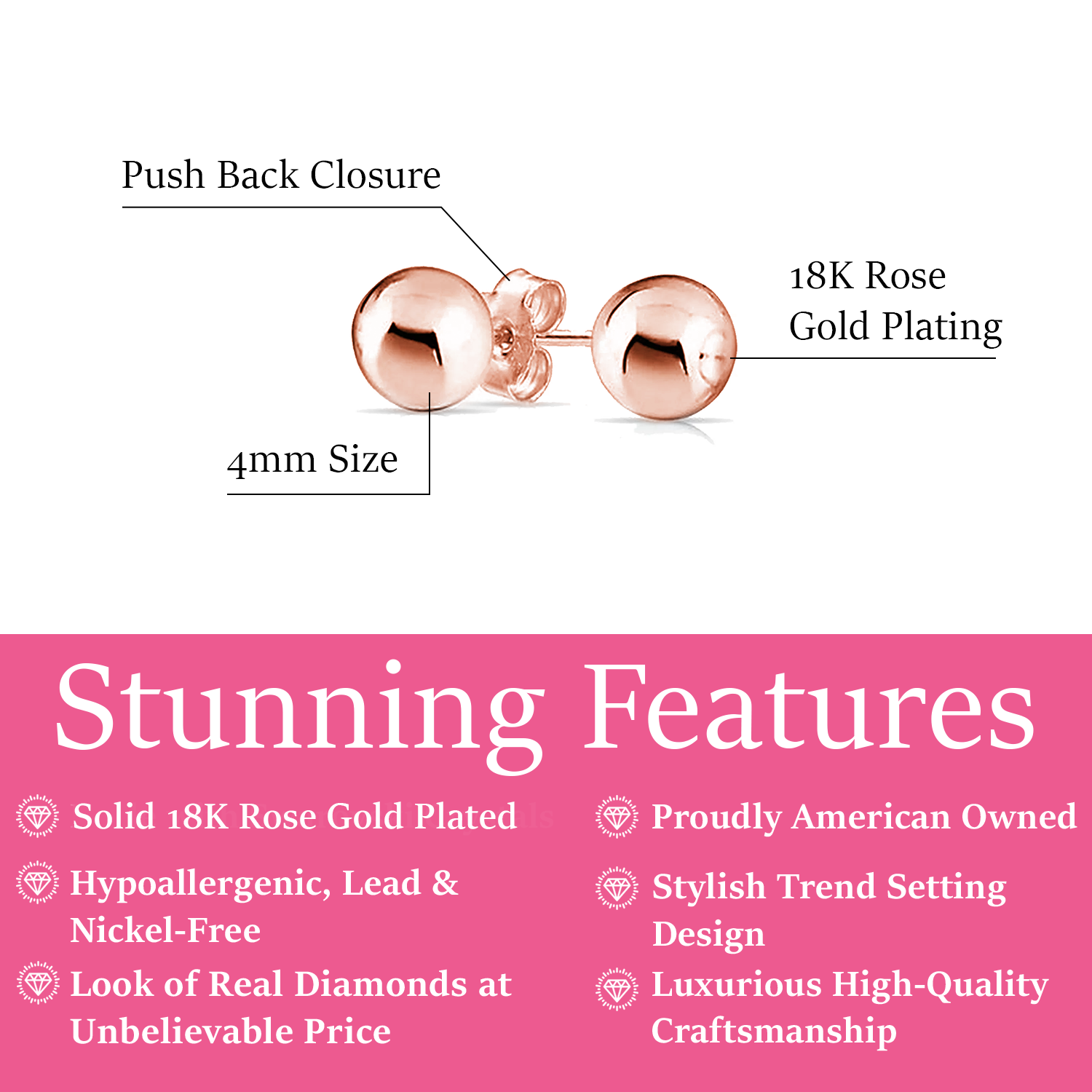 Harper 18k White Gold Plated Sterling Silver Ball Stud Earrings