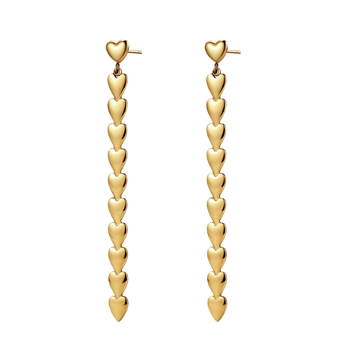 Heart Cascade Drop Earrings Waterproof