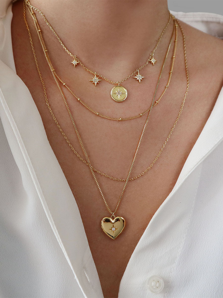 Heart Gold Locket Necklace