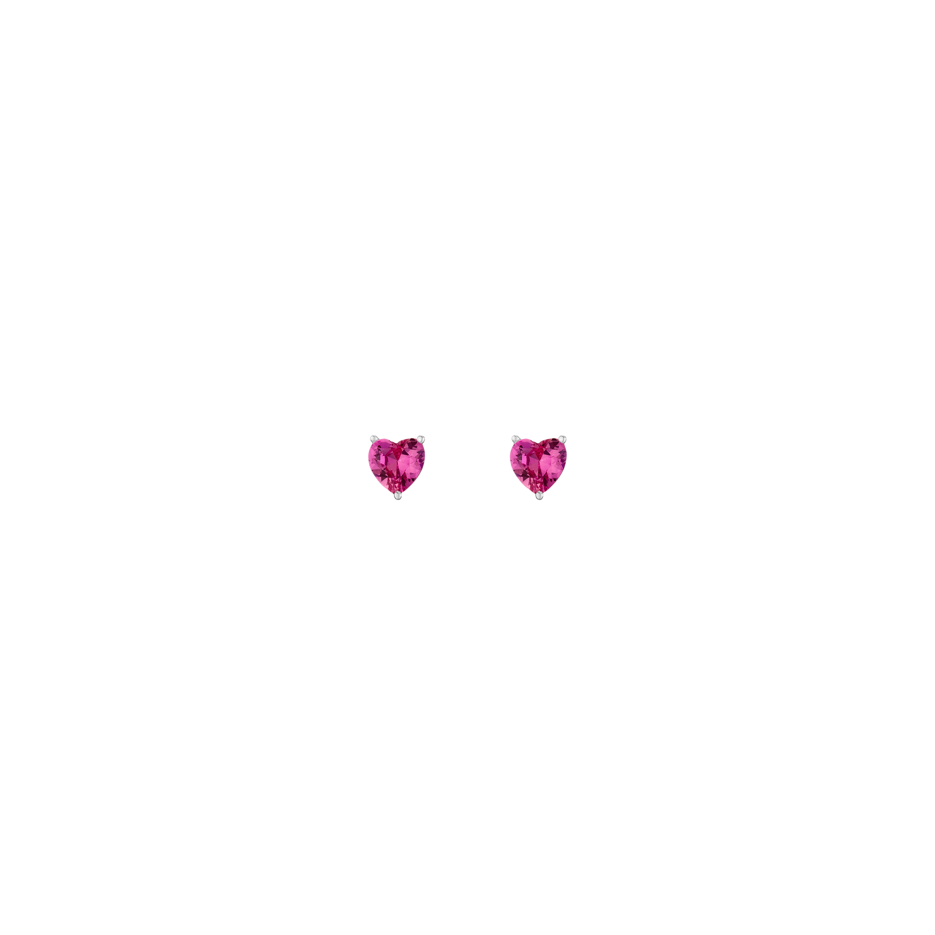 Lab Grown Pink Sapphire Heart Stud Earrings