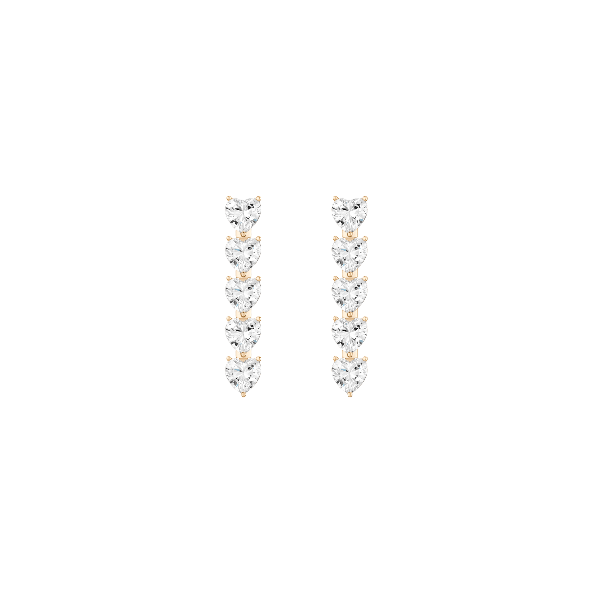 Lab Grown White Sapphire Heart Tennis Earrings