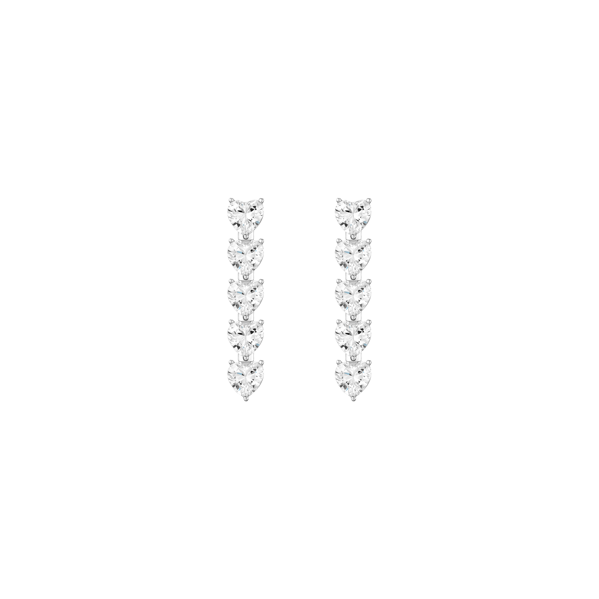 Lab Grown White Sapphire Heart Tennis Earrings