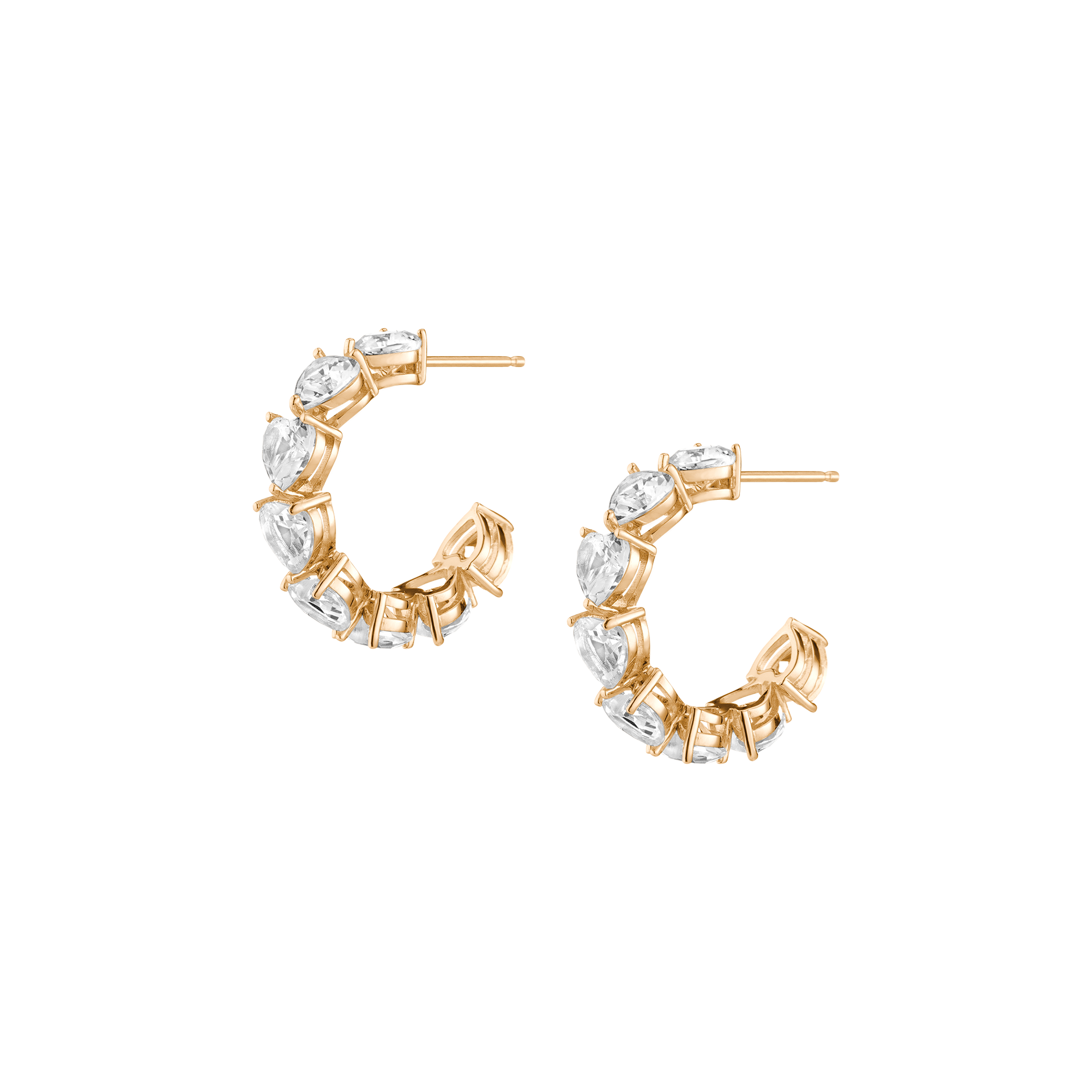 Lab Grown White Sapphire Heart Hoop Earrings