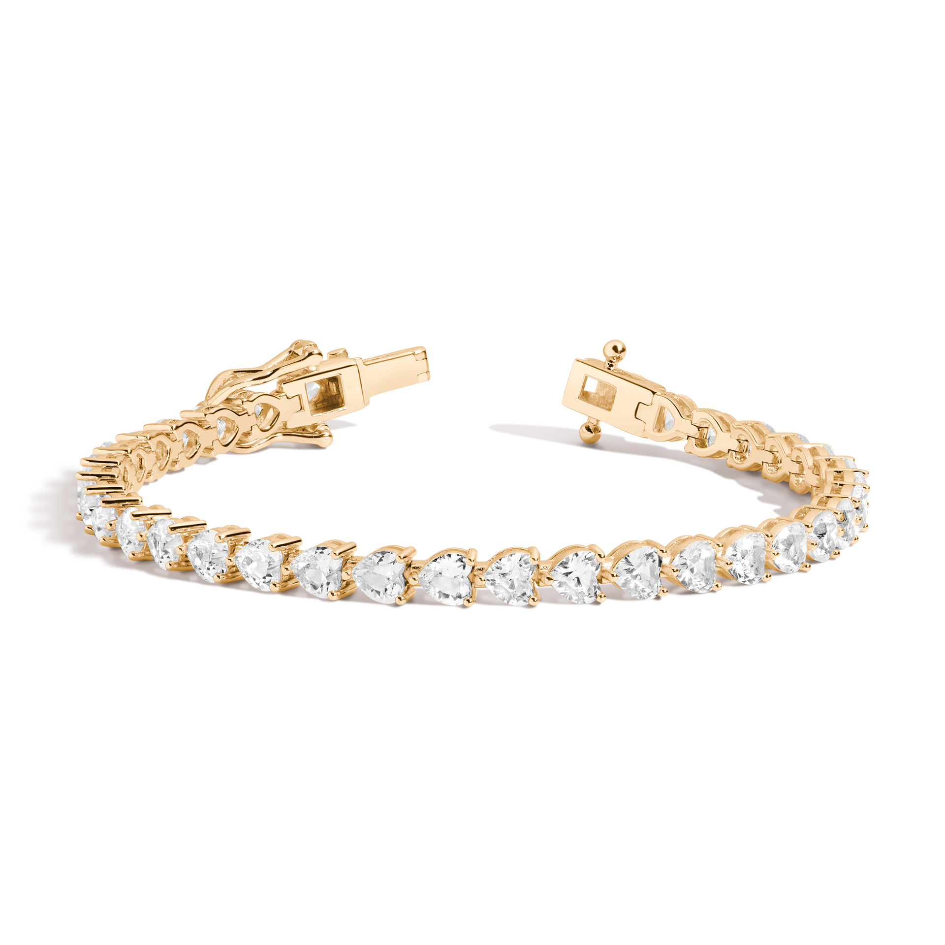 Lab Grown White Sapphire Heart Tennis Bracelet
