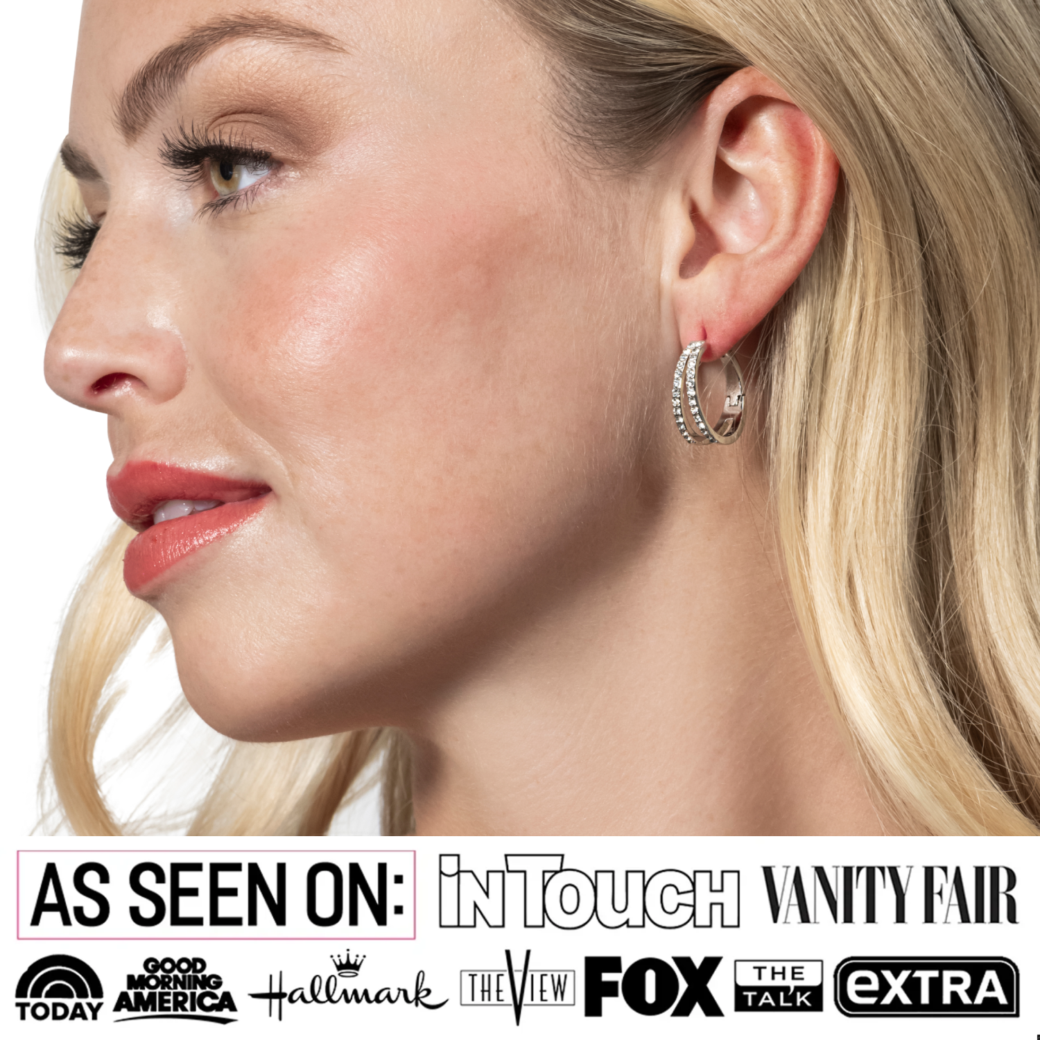 Helen 18k White Gold Plated 22mm Hoop Earrings with Swarovski Crystals